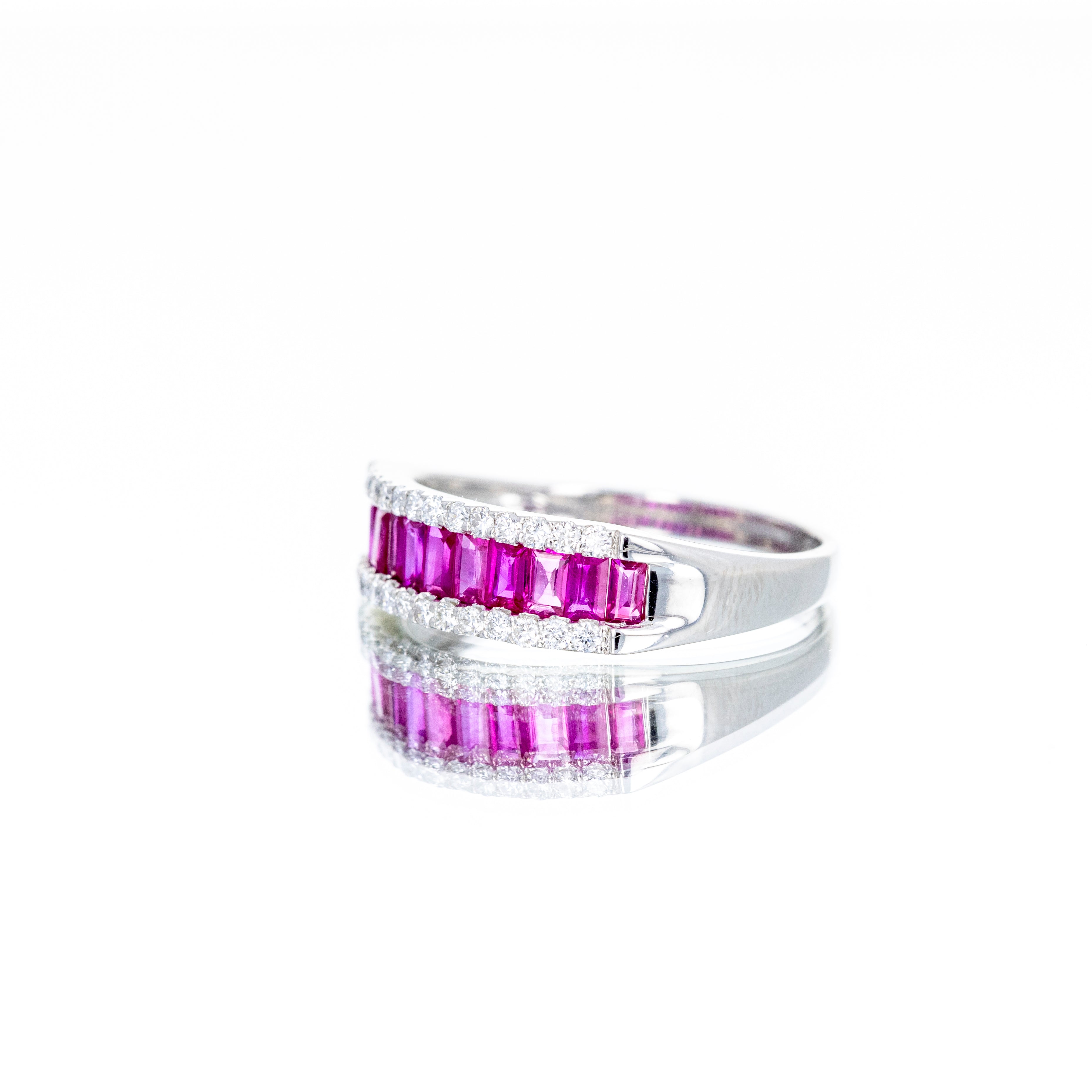 Platinum 1.20 Carat Ruby Baguette Diamond Band - Queen May