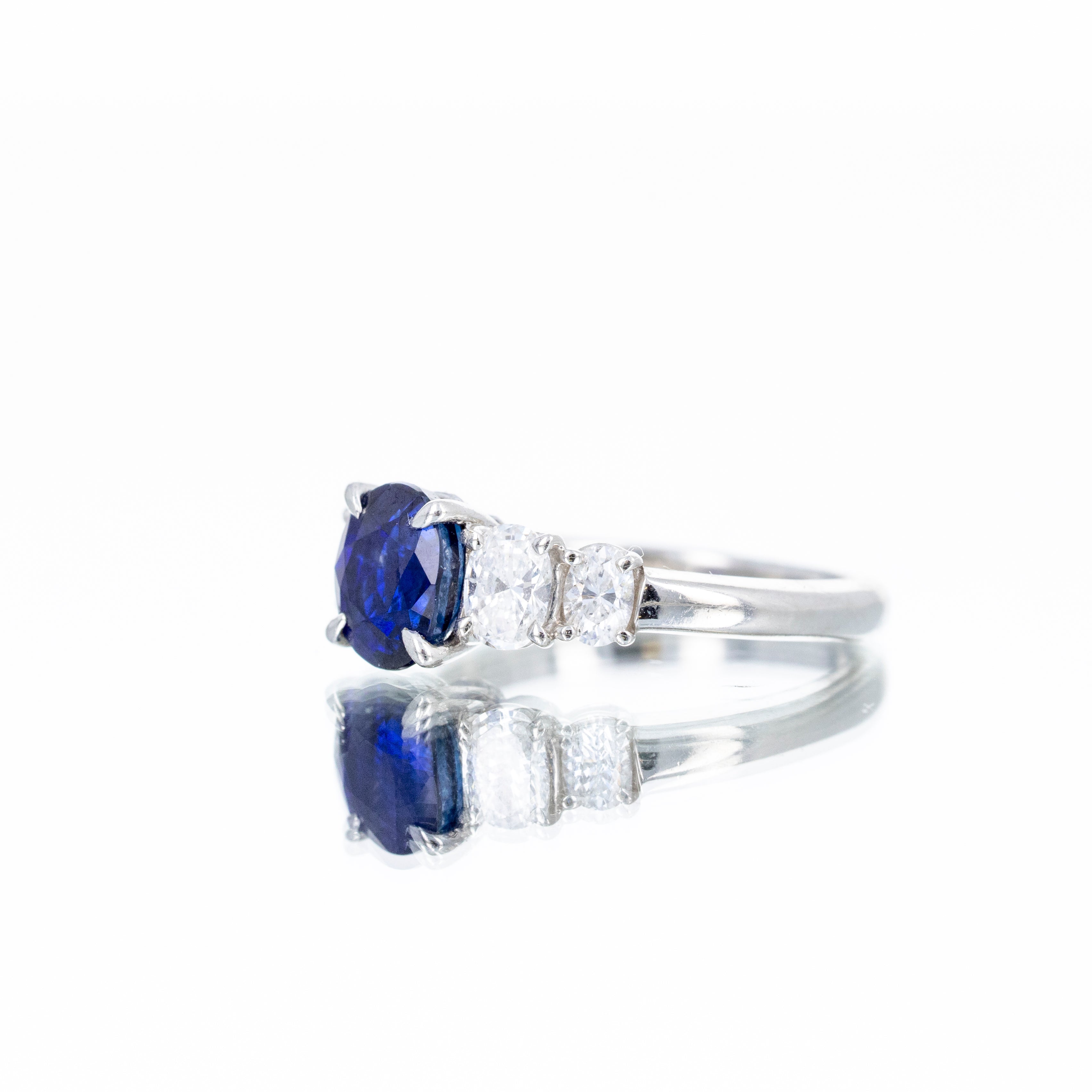 Platinum 1.44 Carat Oval Sapphire Diamond Ring - Queen May