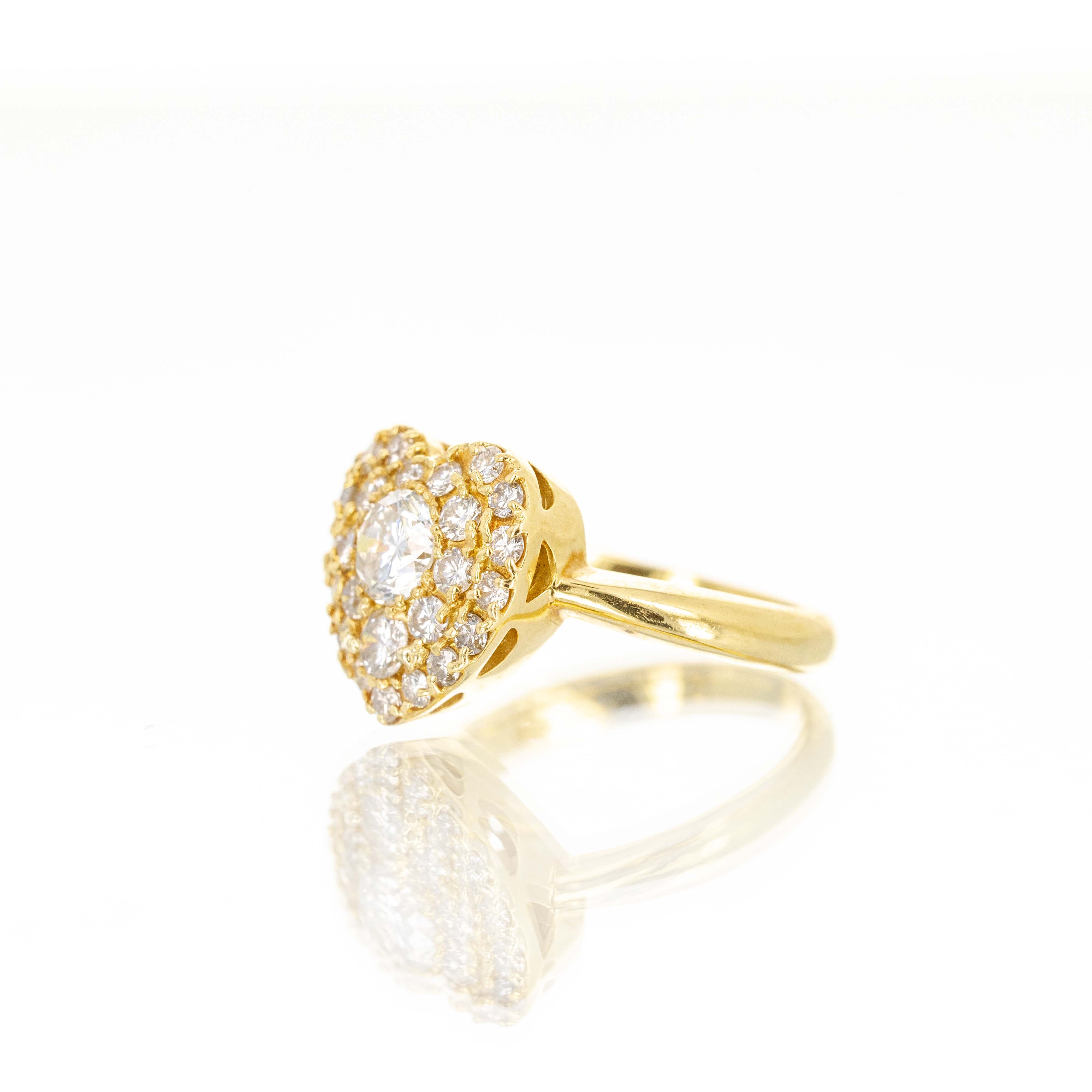18K Yellow Gold 1.71 Carat Diamond Heart Ring - Queen May