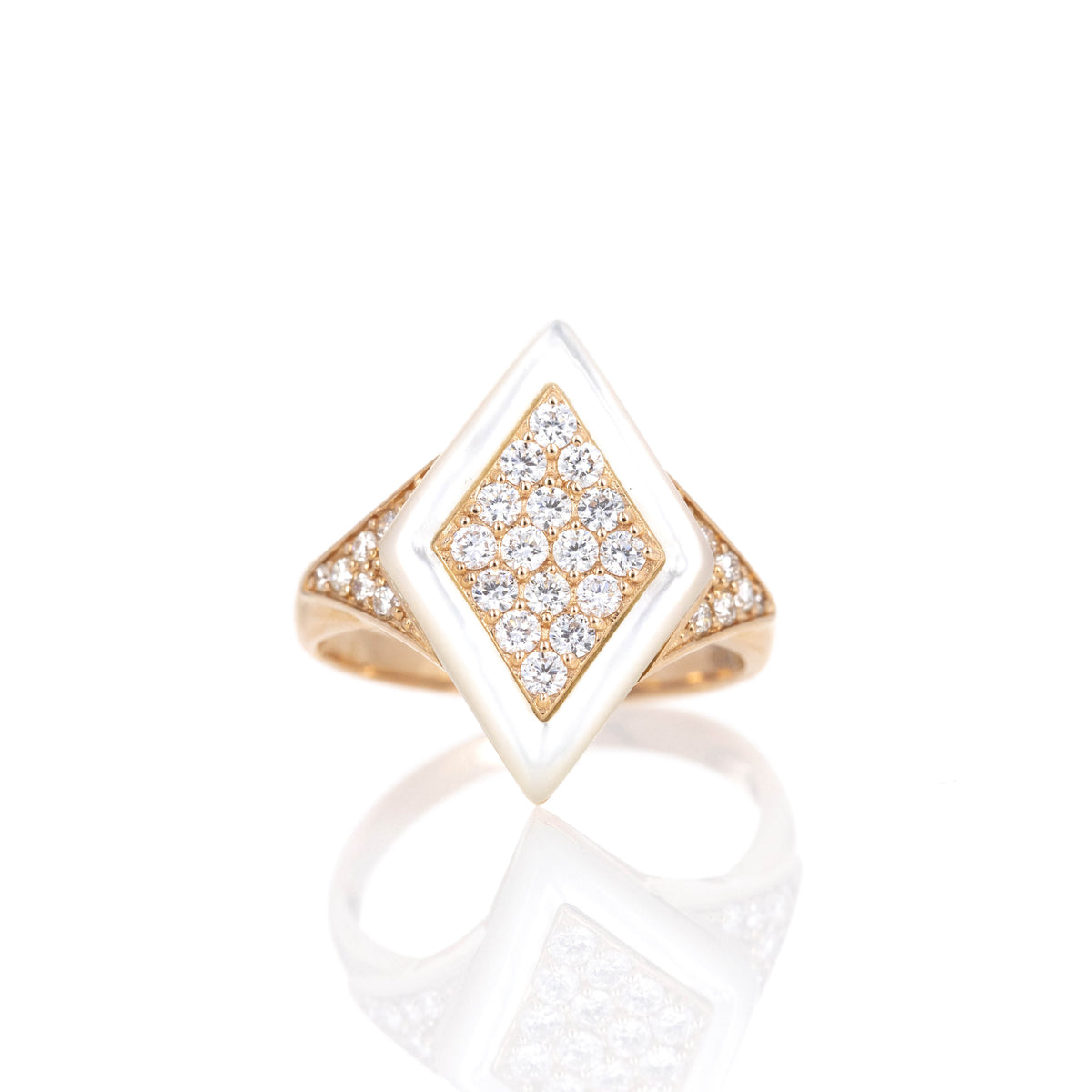18K Rose Gold Diamond Mother of Pearl Ring - Queen May