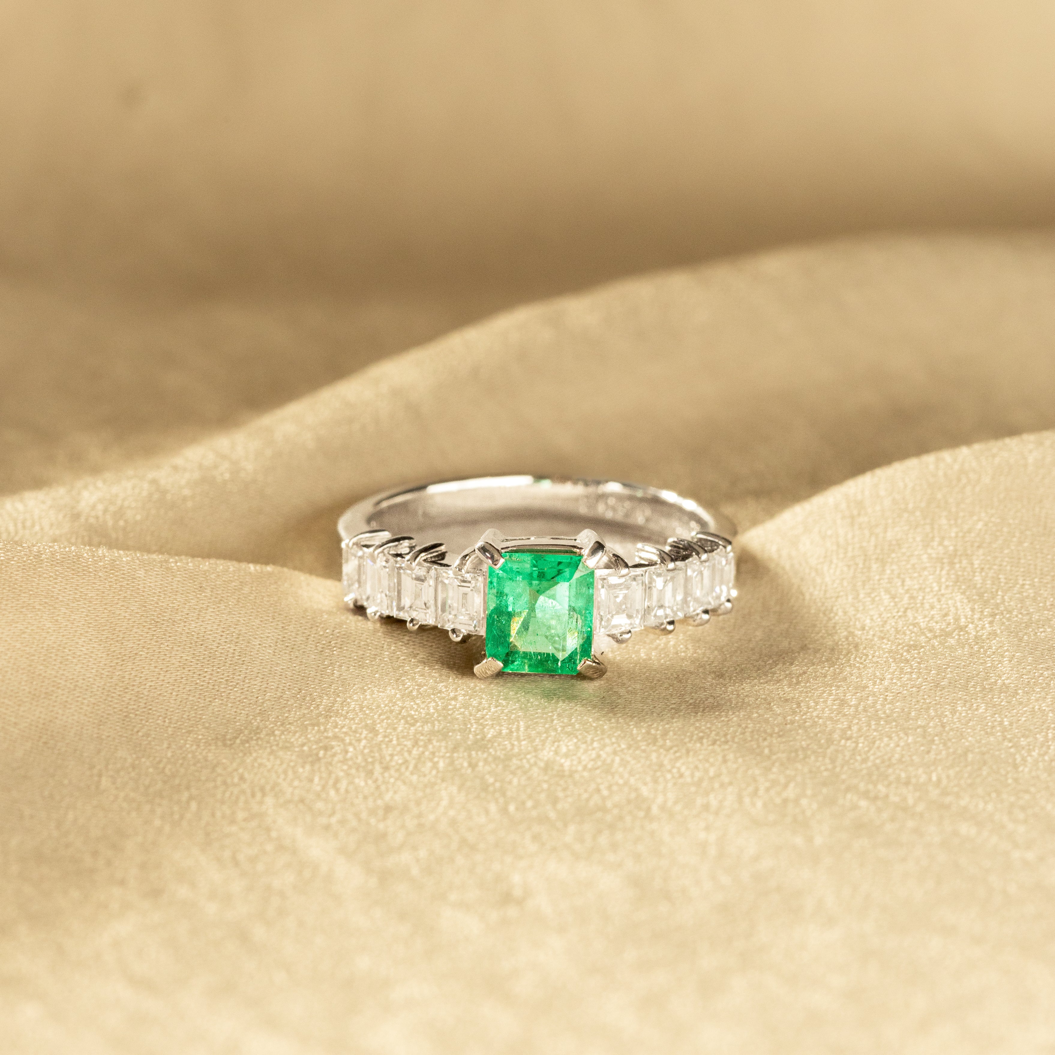 0.60 Carat Emerald Carre Cut Diamond Ring - Queen May