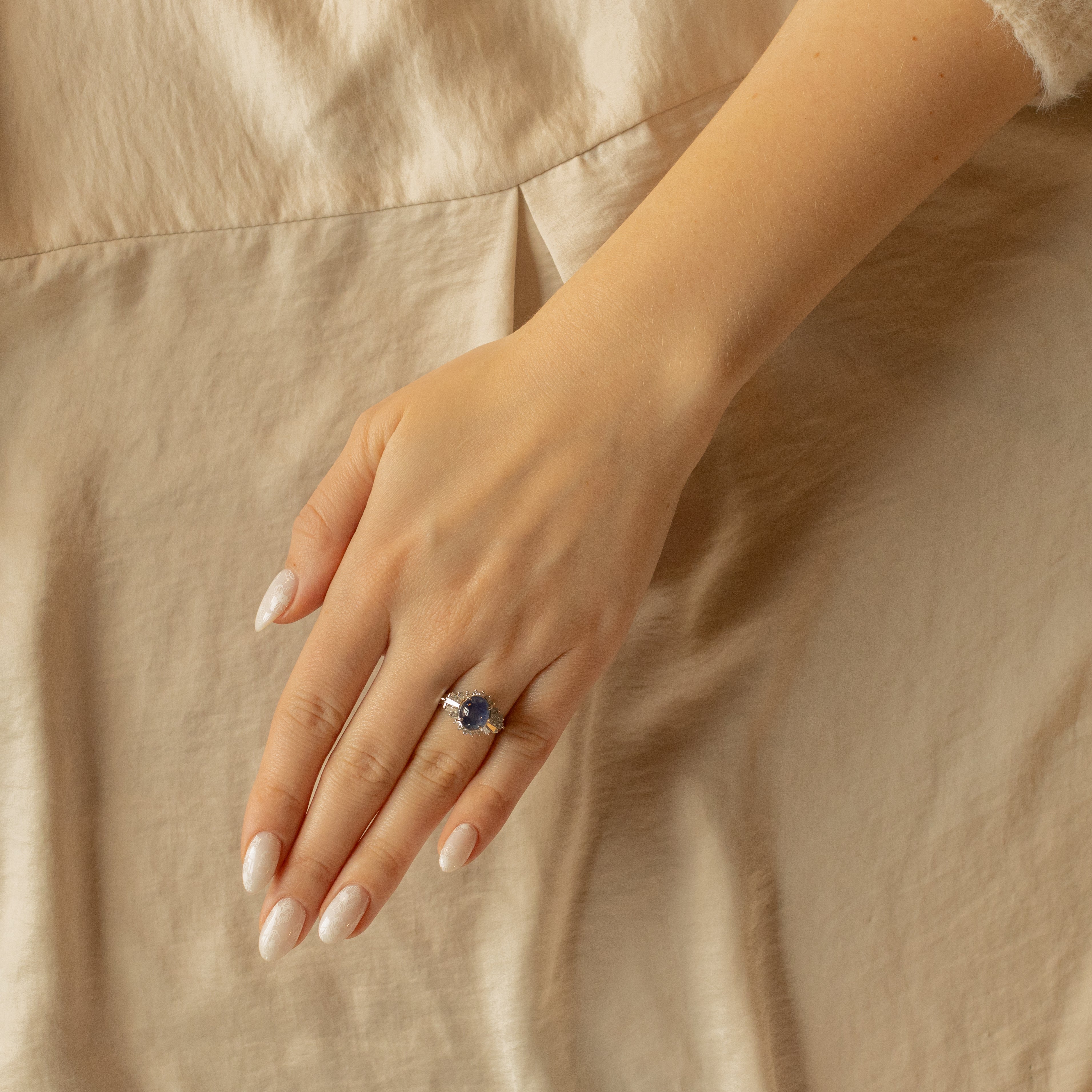 Retro 4.46 Carat Natural Star Sapphire Diamond Ballerina Fan Ring - Queen May