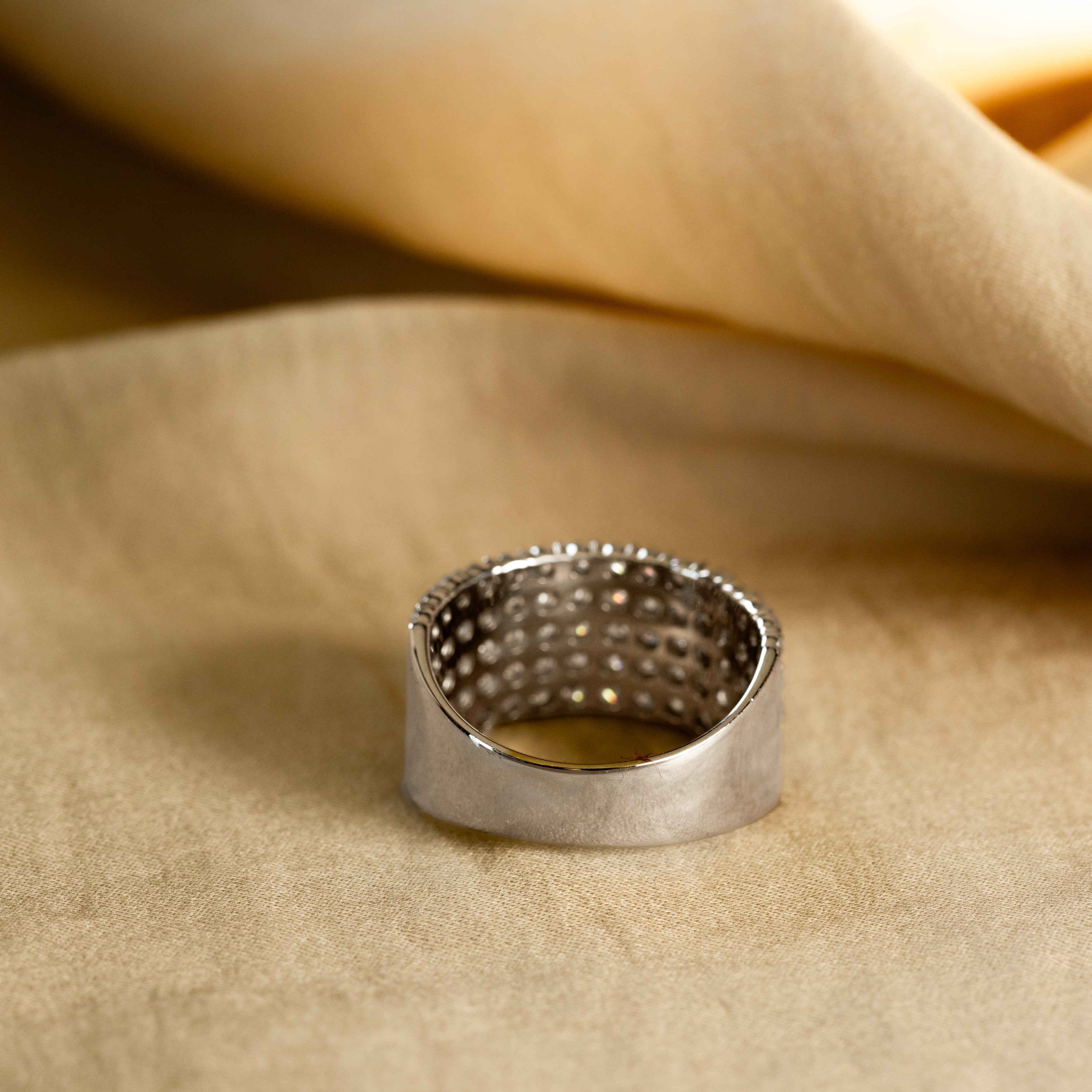 Platinum 1.9 Carat Diamond Pave Wide Band - Queen May