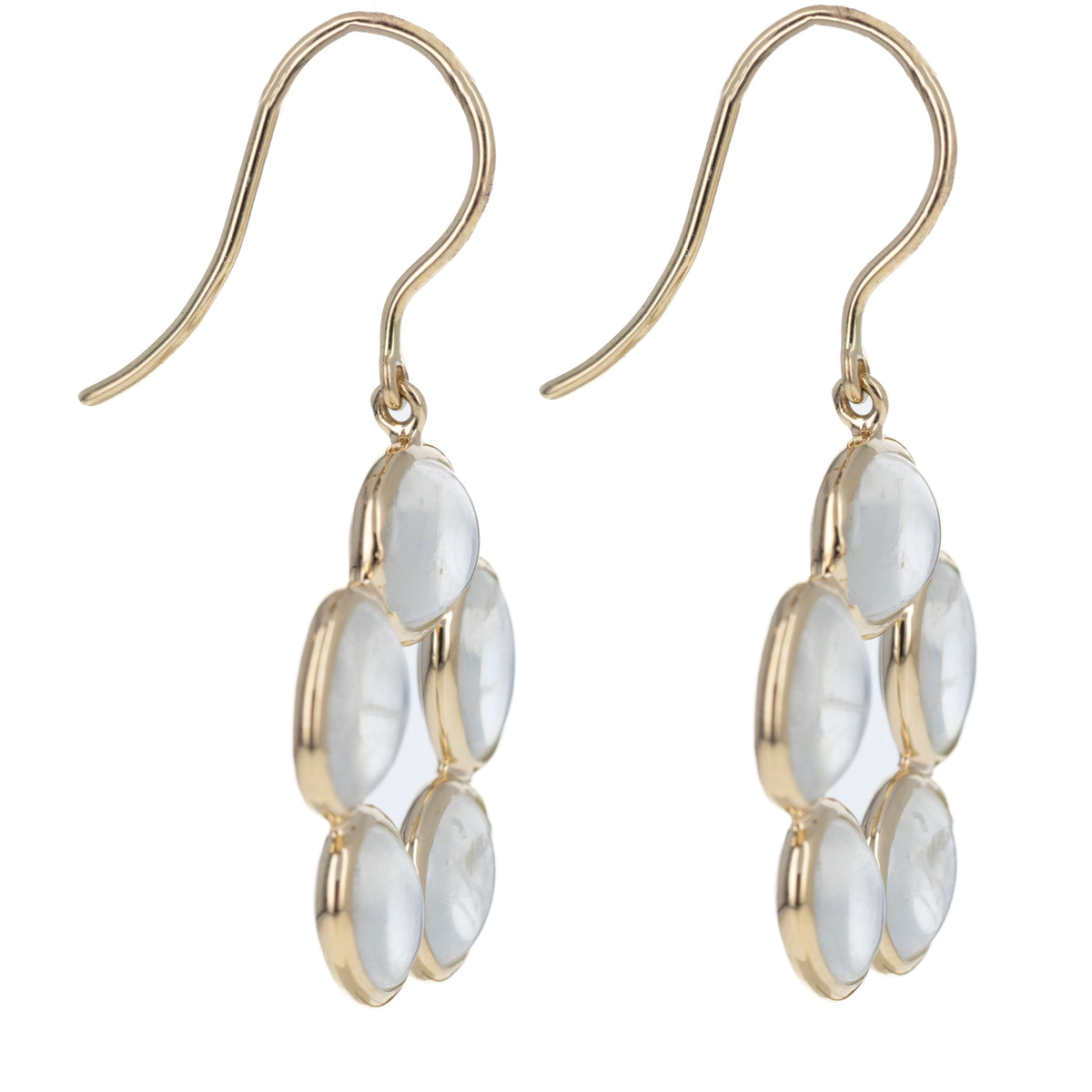 14K Yellow Gold 9.43 Carat Moonstone Bezel Floral Earrings - Queen May