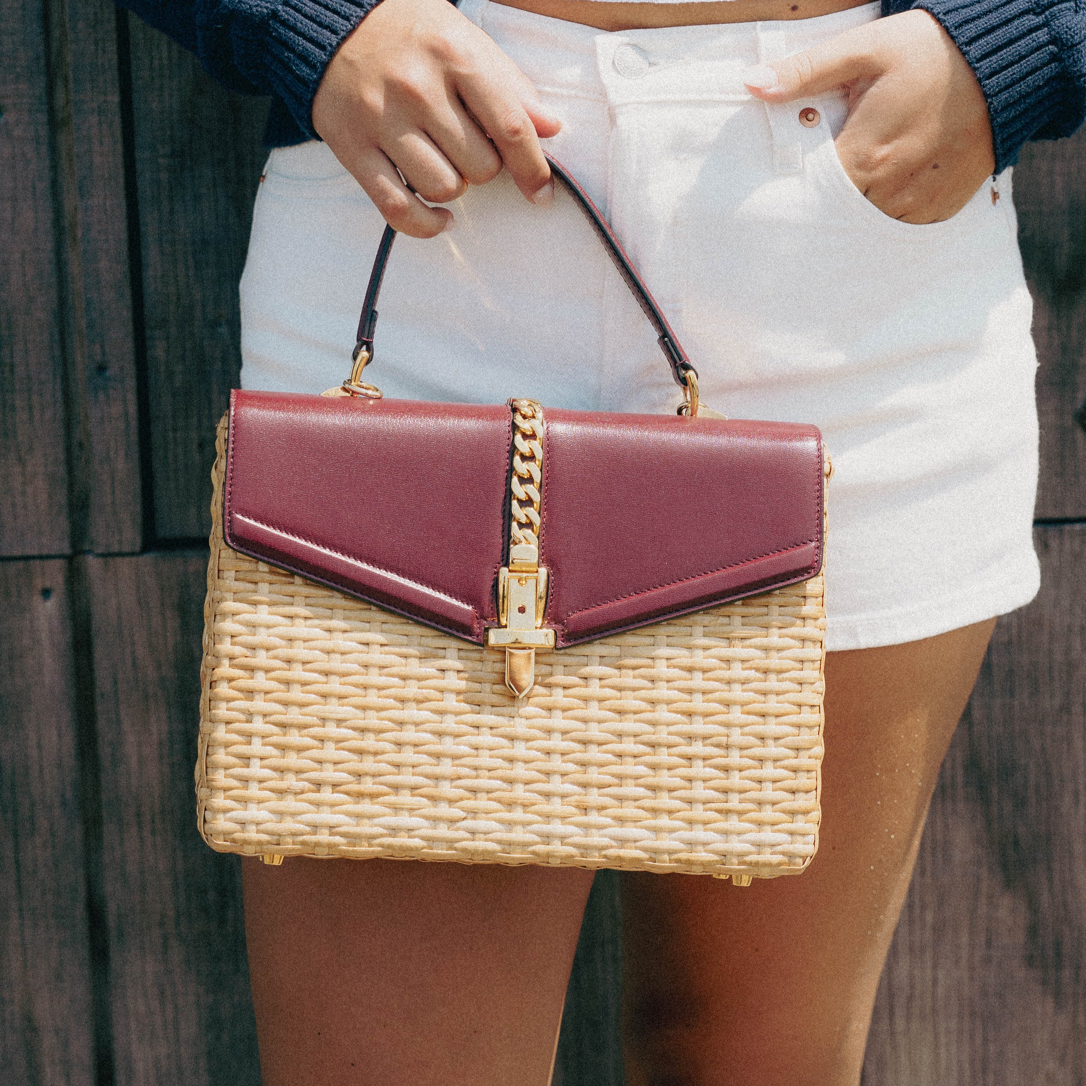 Gucci Wicker Sylvie Top Handle Bag - Queen May