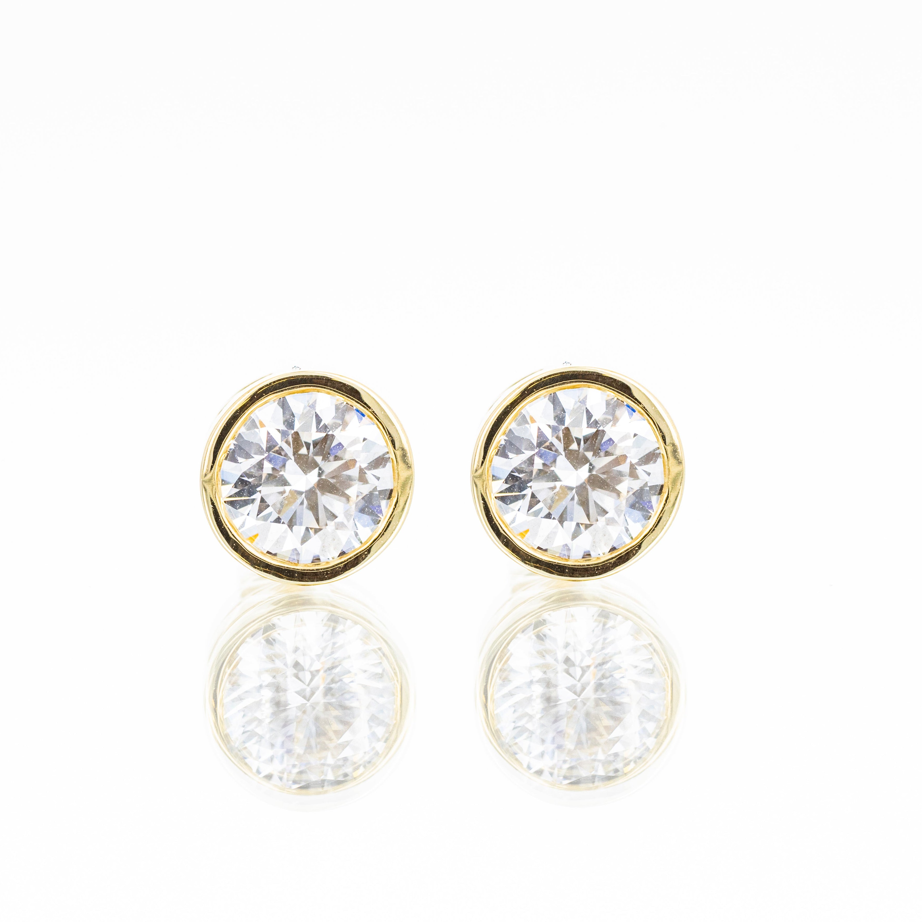Lab Grown Diamond Round Bezel Stud Earrings - Queen May
