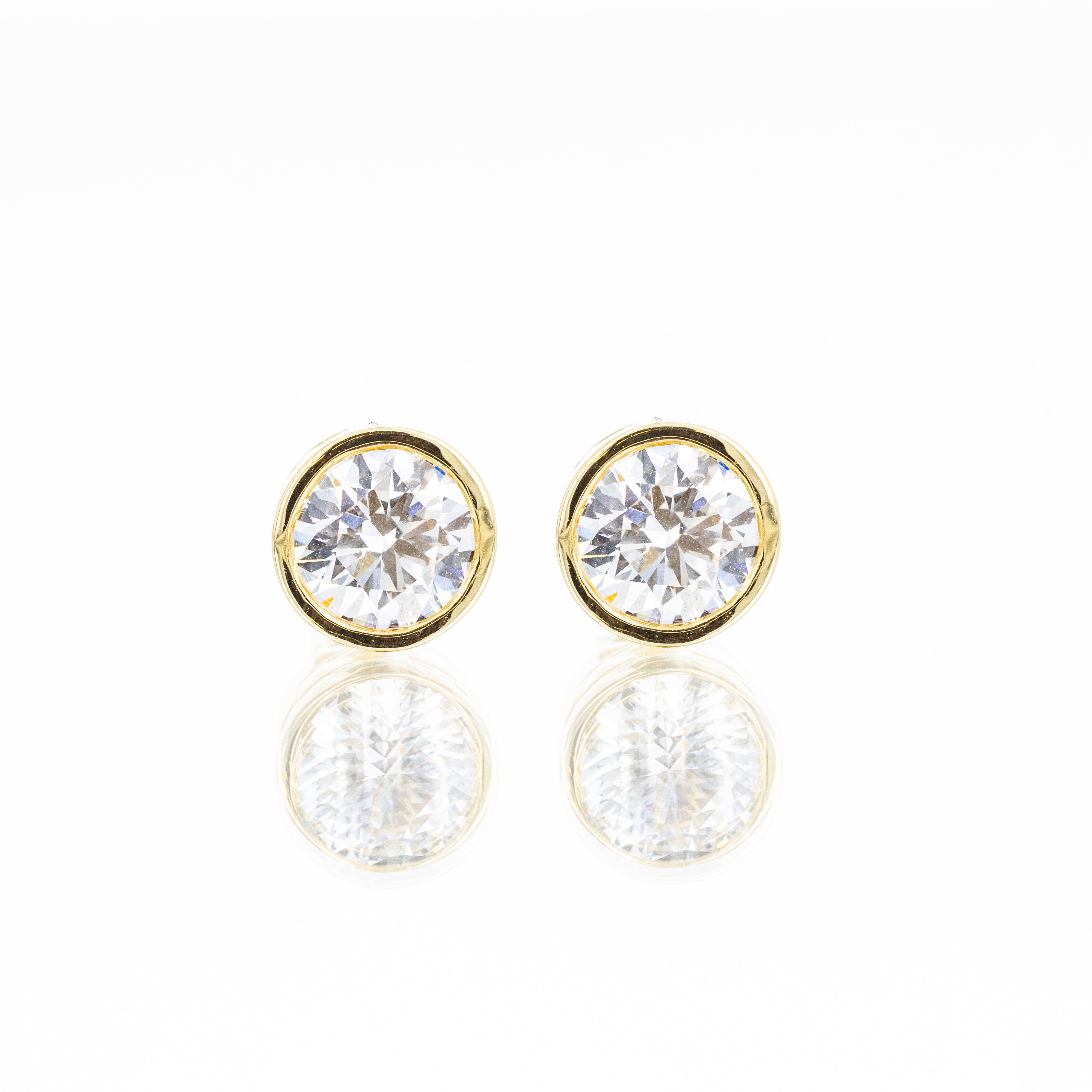 Lab Grown Diamond Round Bezel Stud Earrings - Queen May