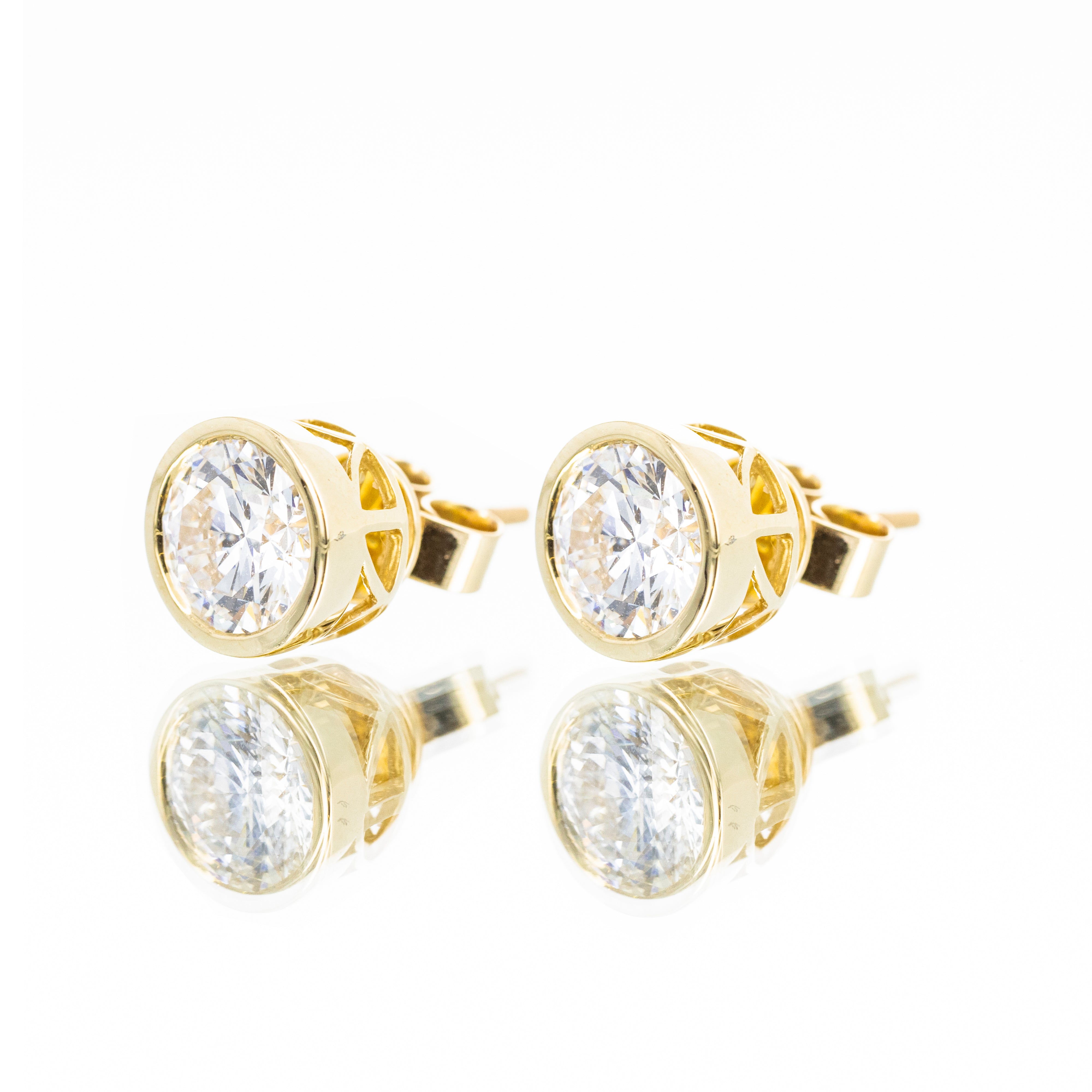 Lab Grown Diamond Round Bezel Stud Earrings - Queen May