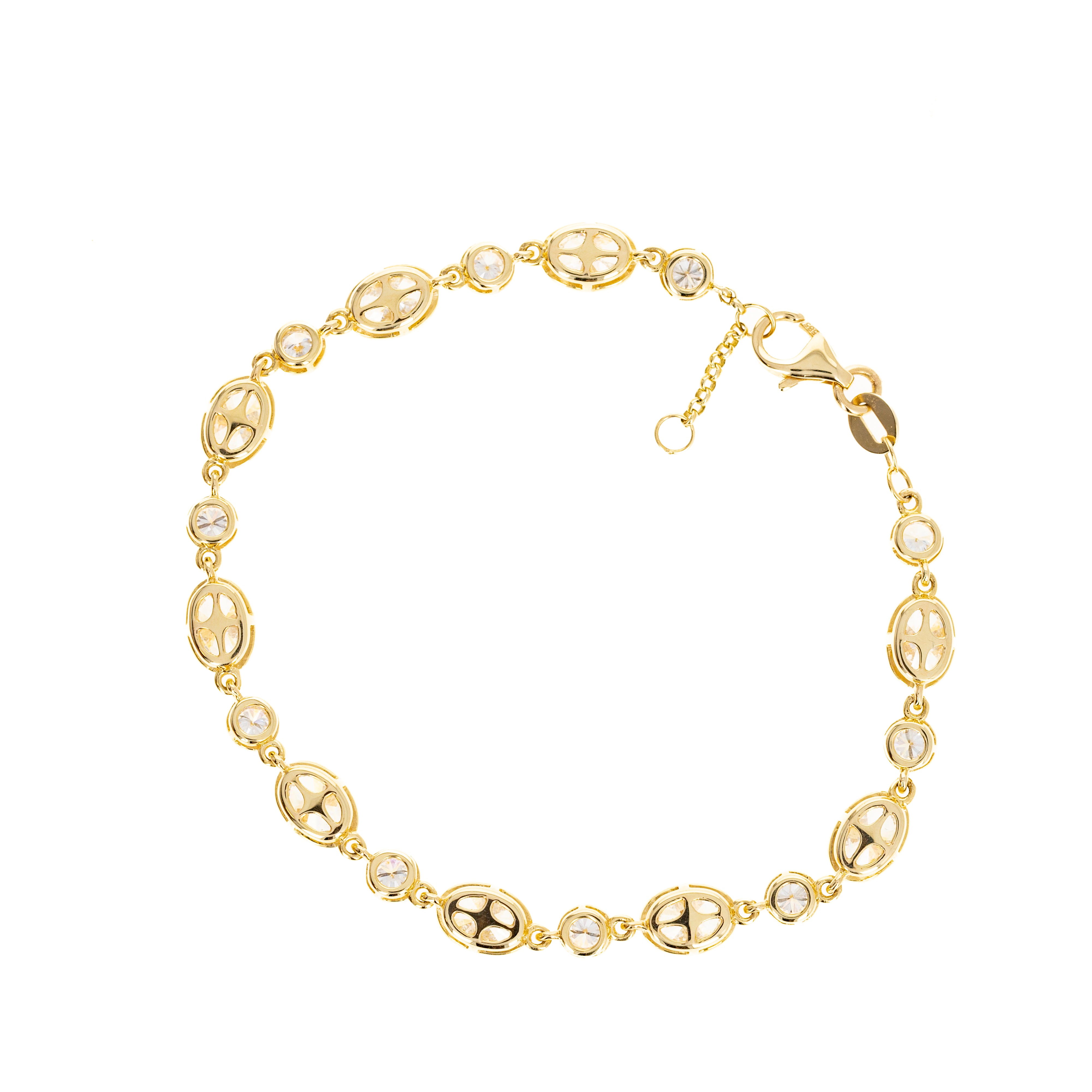 Lab Grown 4.6 Carat Diamond Oval Round Bezel Bracelet - Queen May