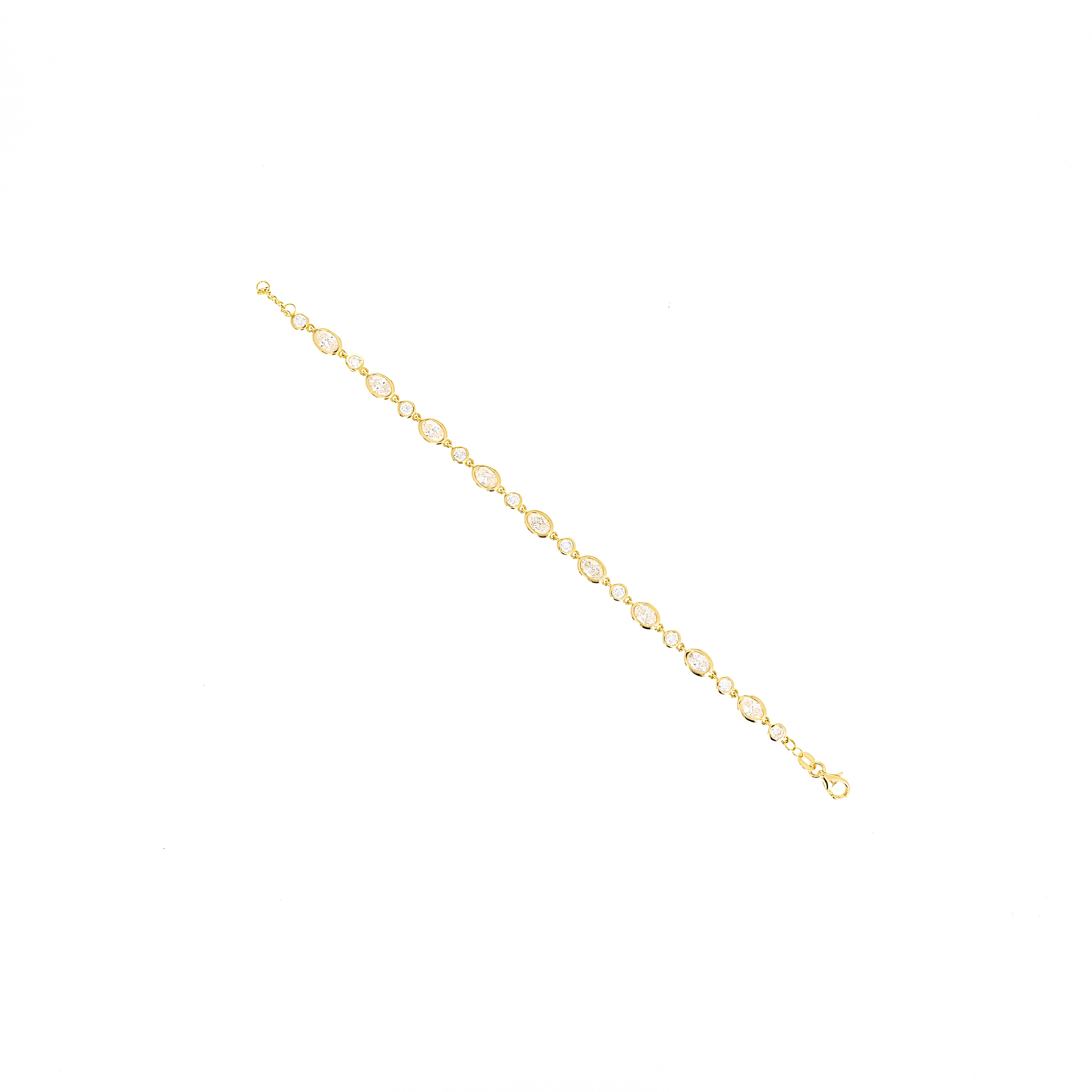Lab Grown 4.6 Carat Diamond Oval Round Bezel Bracelet - Queen May
