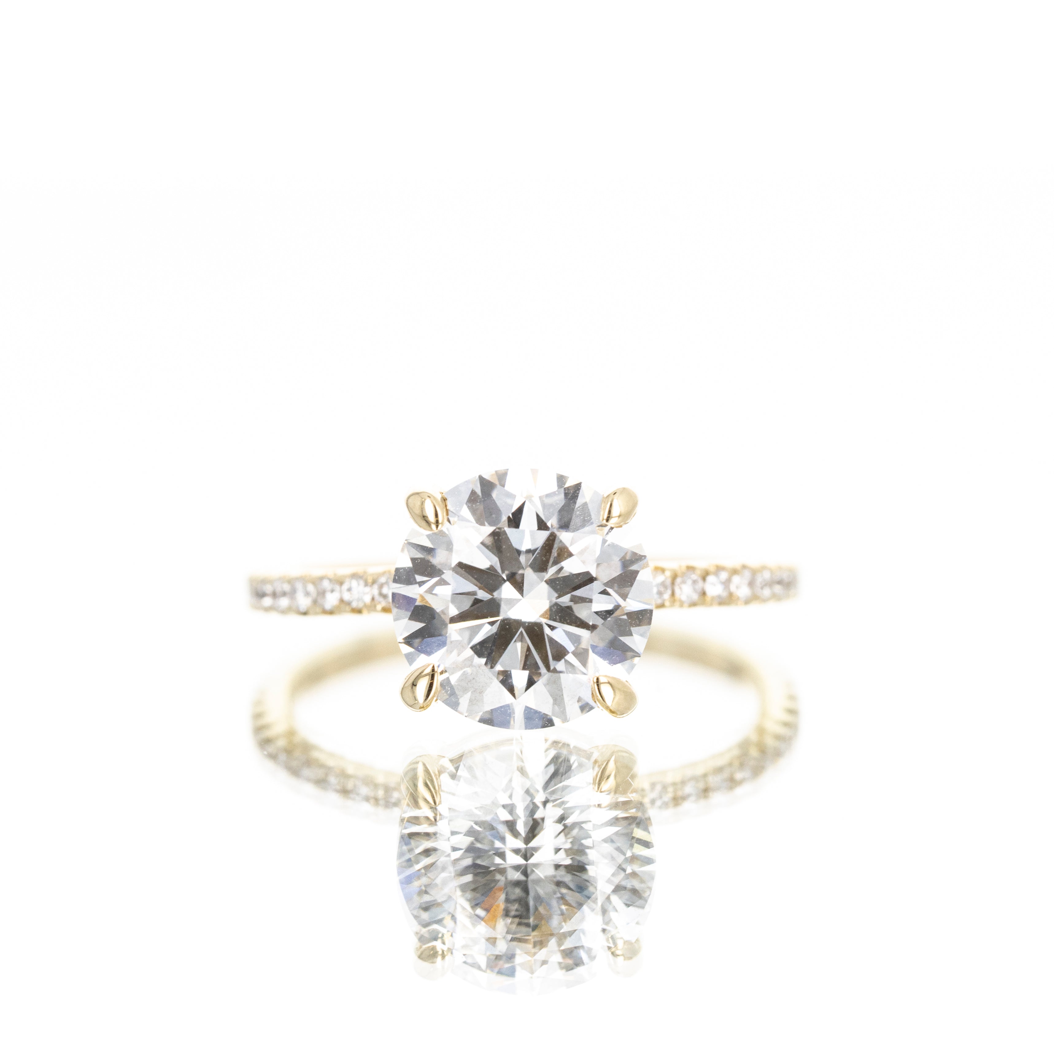 Lab Grown 3 Carat Round Diamond Accented Engagement Ring - Queen May