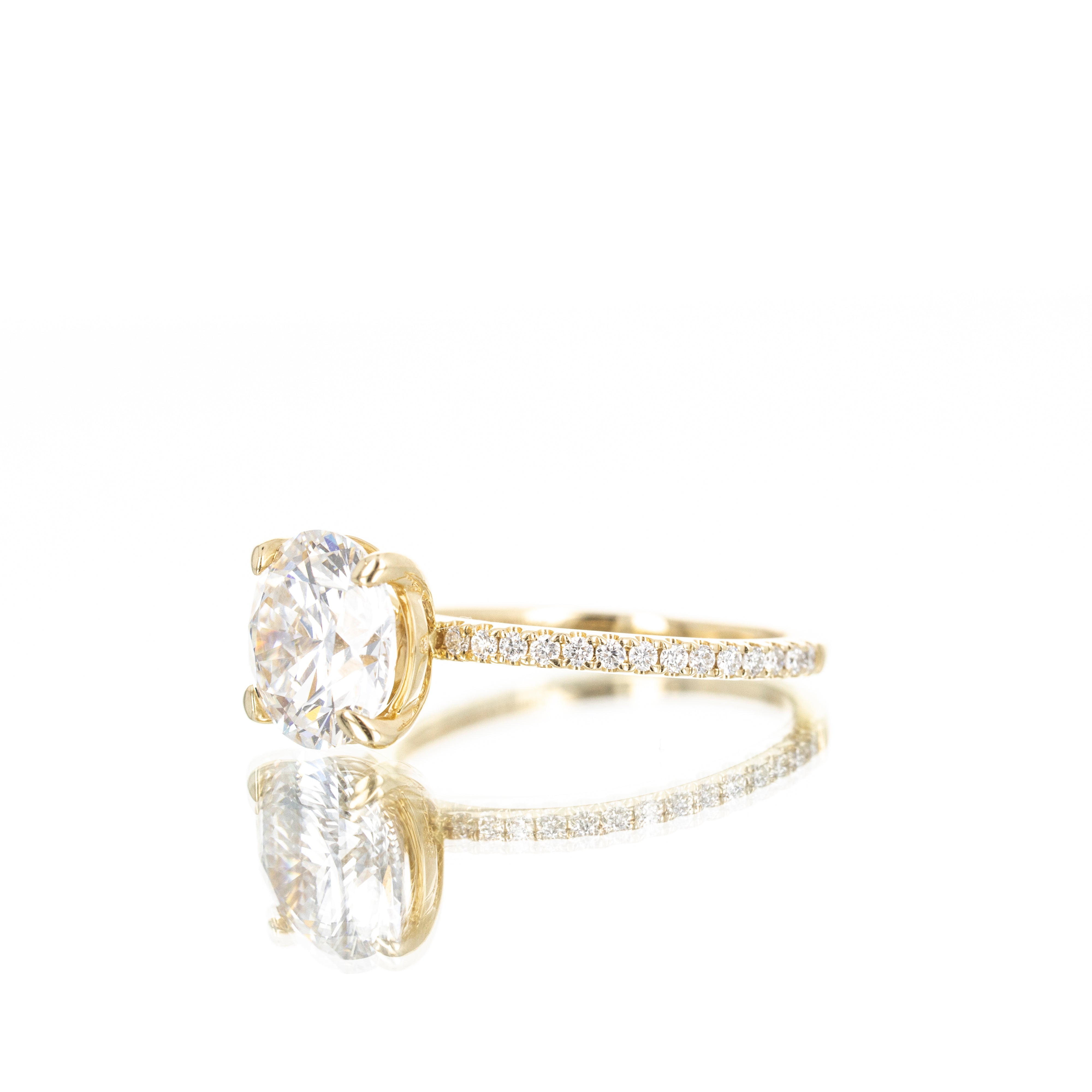 Lab Grown 3 Carat Round Diamond Accented Engagement Ring - Queen May