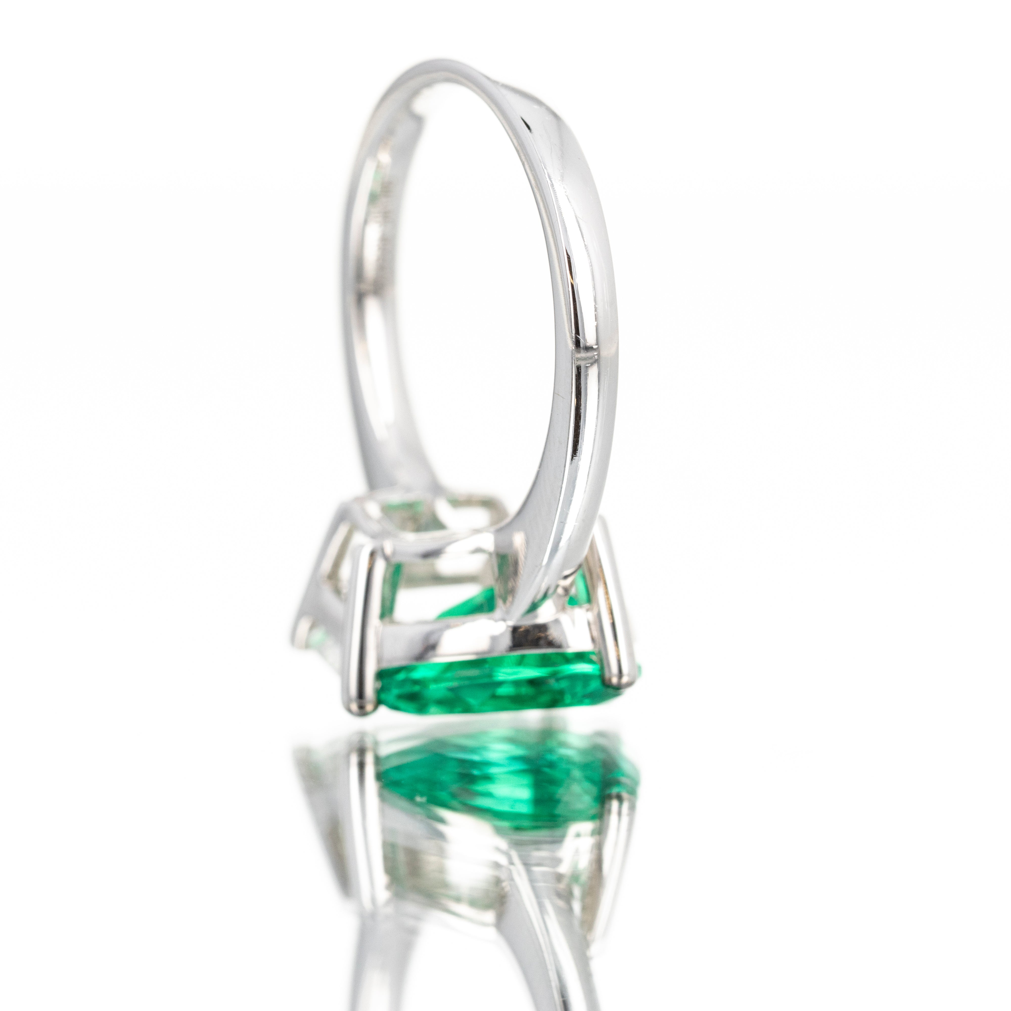 Lab Grown 4 Carat Pear Diamond and Lab Grown Emerald Two Stone Engagement Ring - Queen May