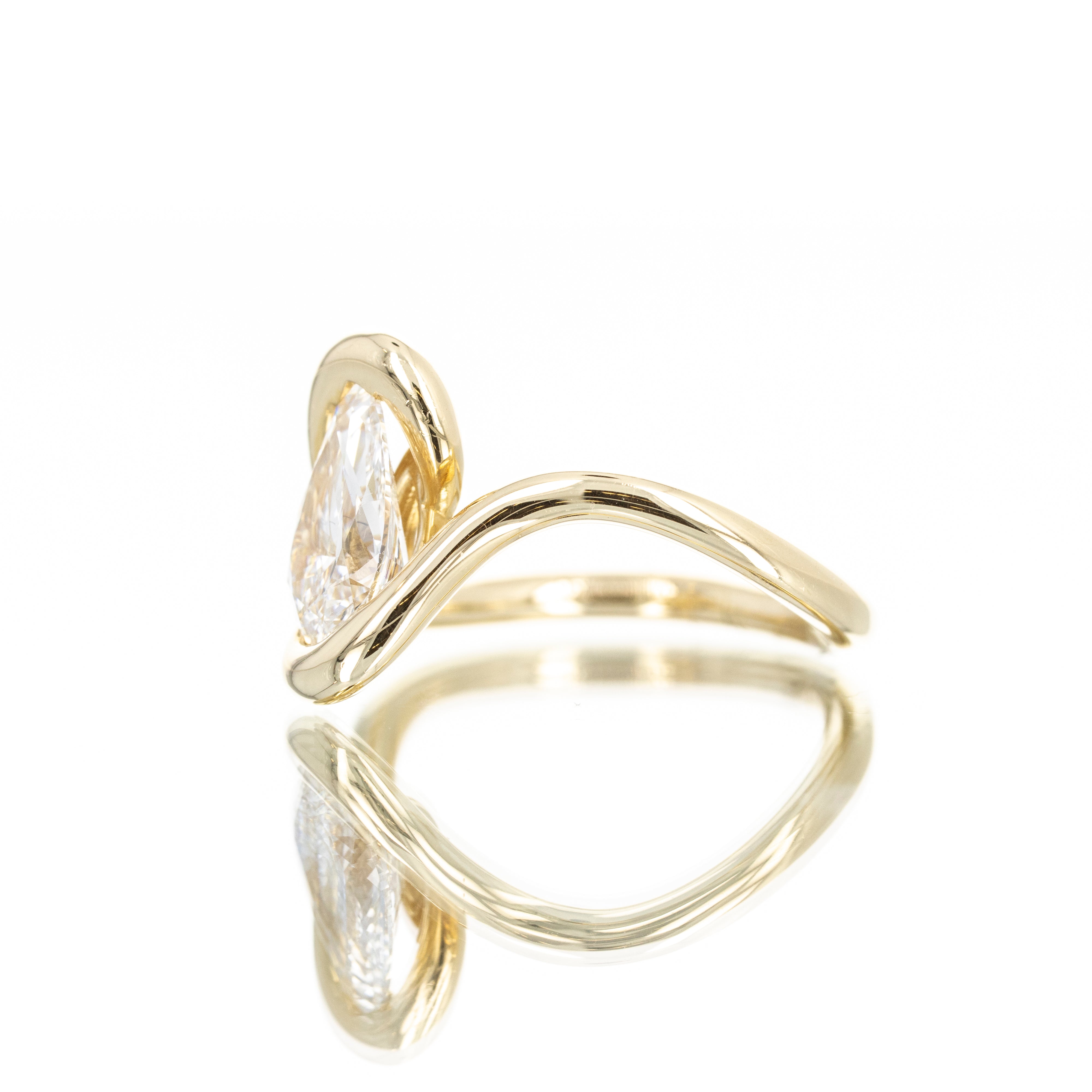 Lab Grown 2 Carat Pear Diamond Swirl Engagement Ring - Queen May