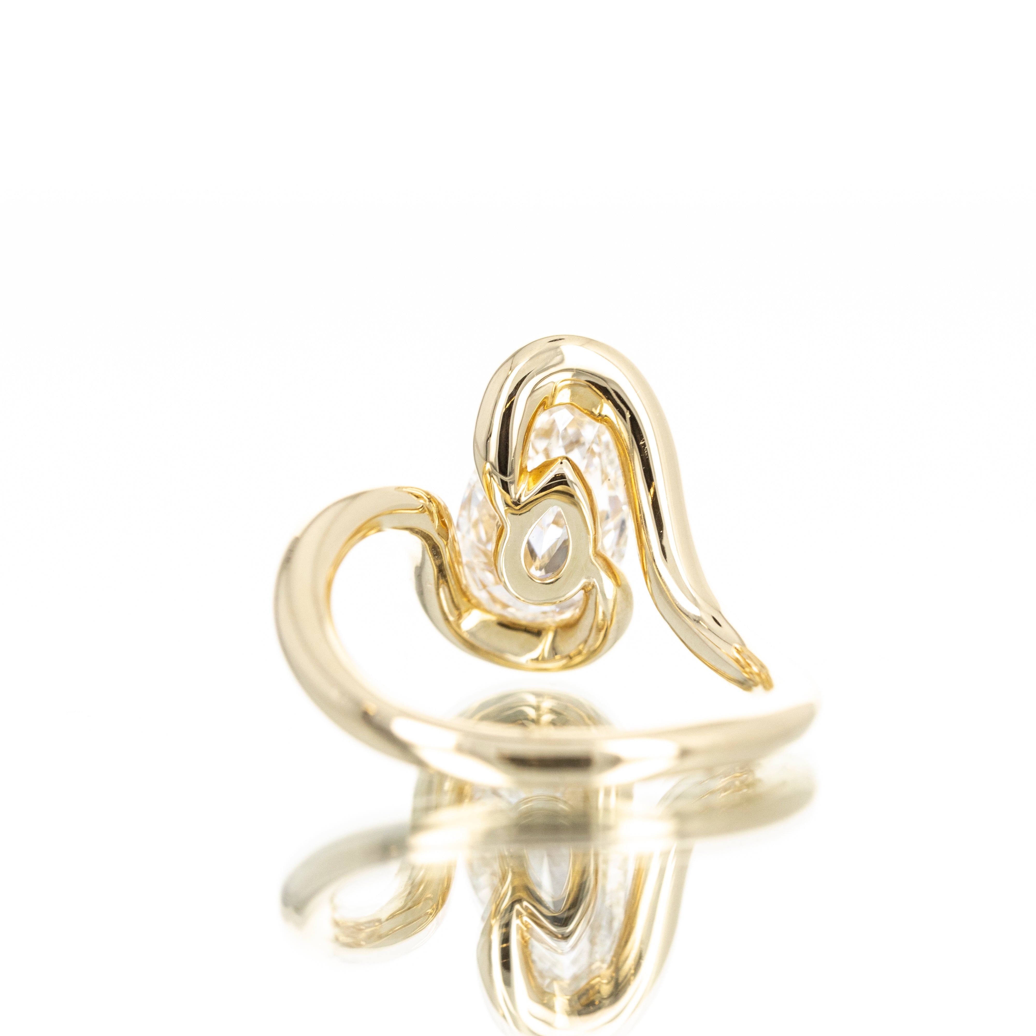 Lab Grown 2 Carat Pear Diamond Swirl Engagement Ring - Queen May