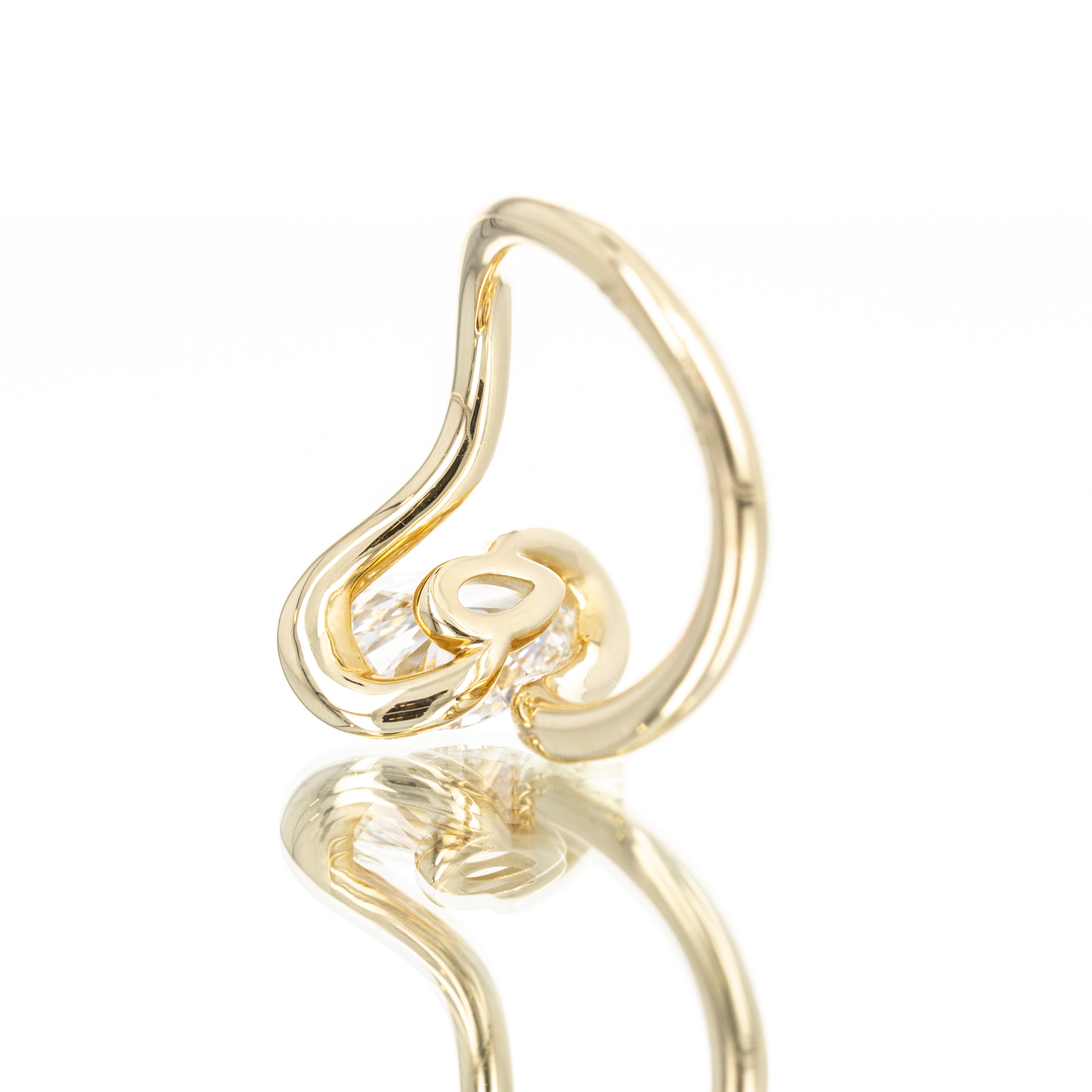 Lab Grown 2 Carat Pear Diamond Swirl Engagement Ring - Queen May