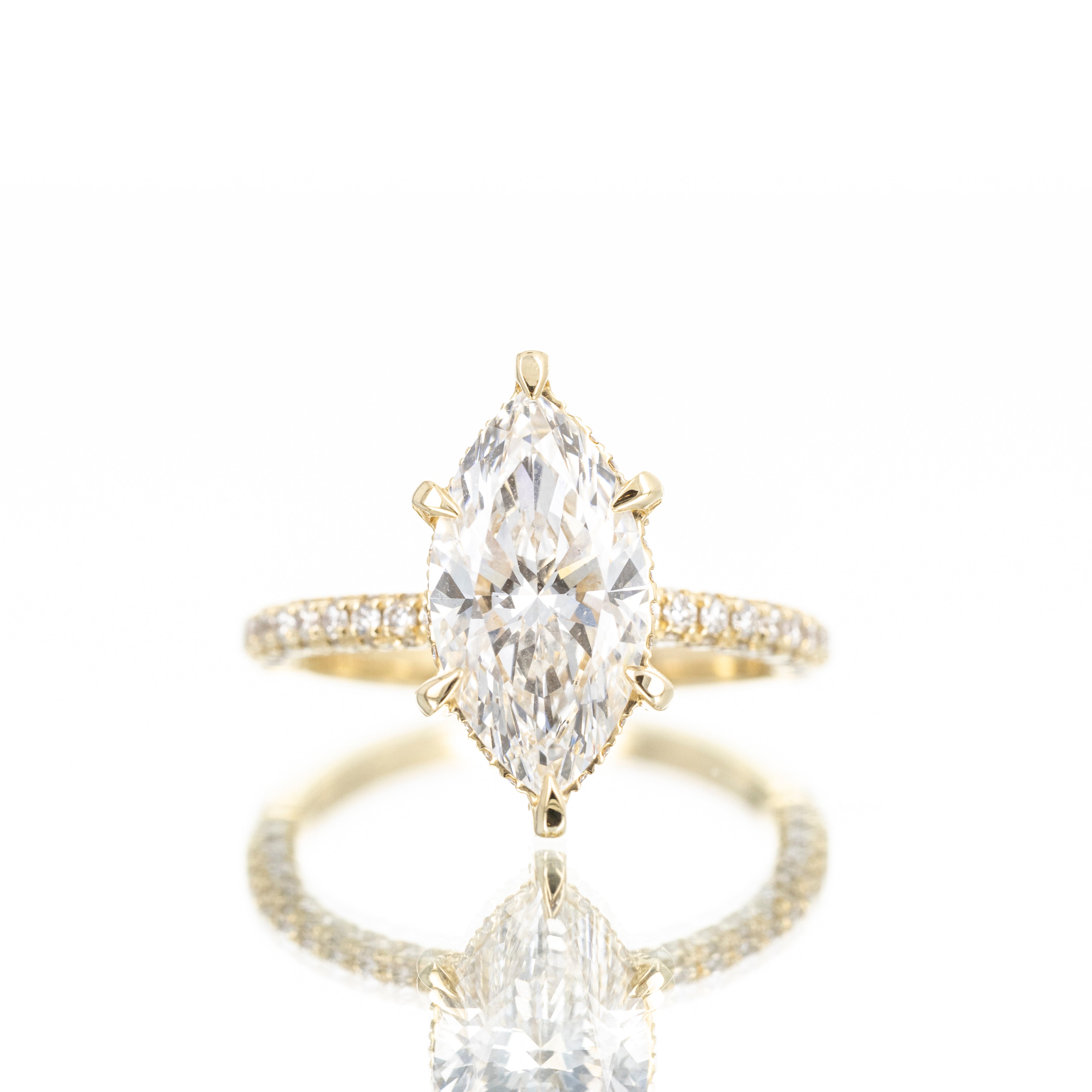 Lab Grown 3 Carat Marquise Diamond Engagement Ring - Queen May