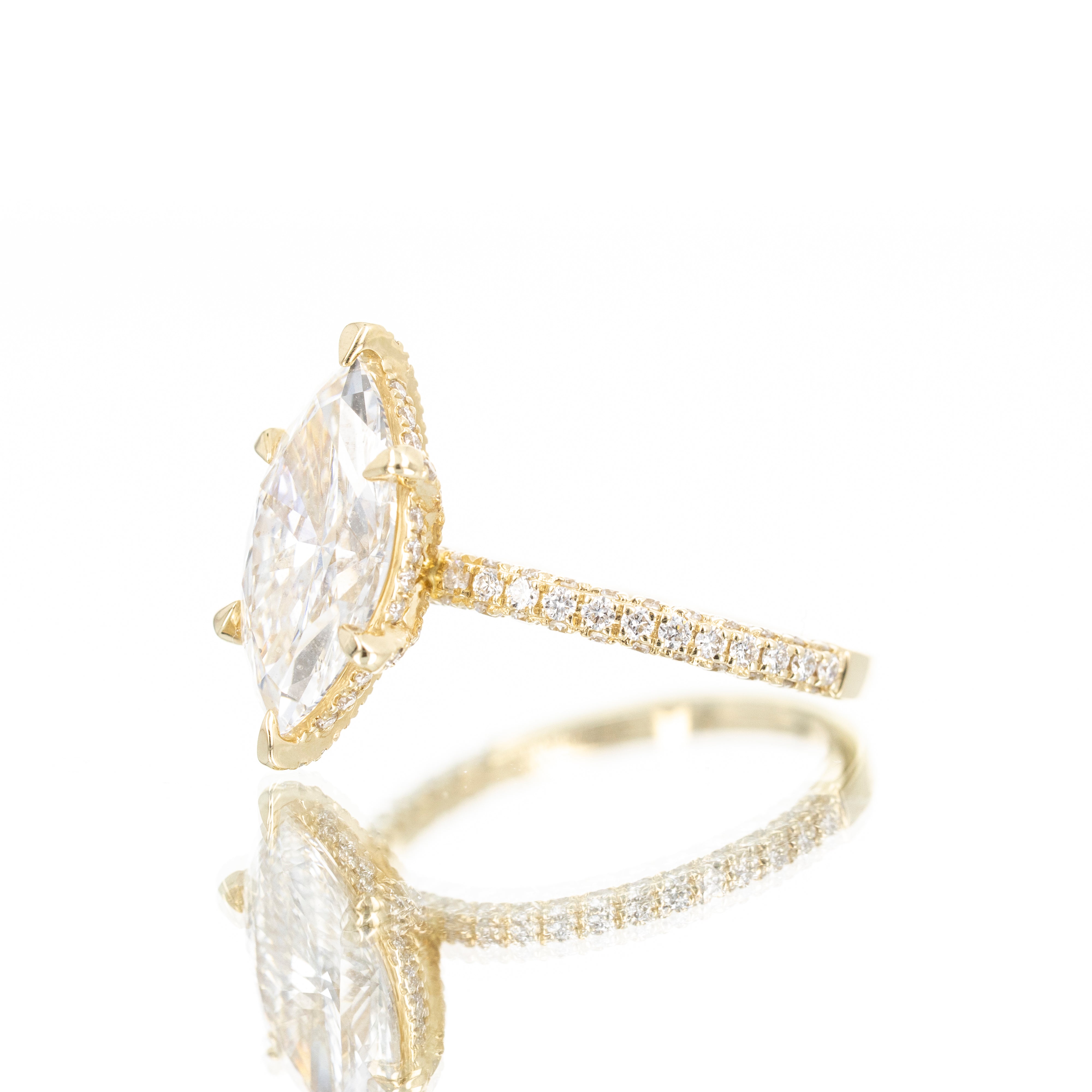 Lab Grown 3 Carat Marquise Diamond Engagement Ring - Queen May