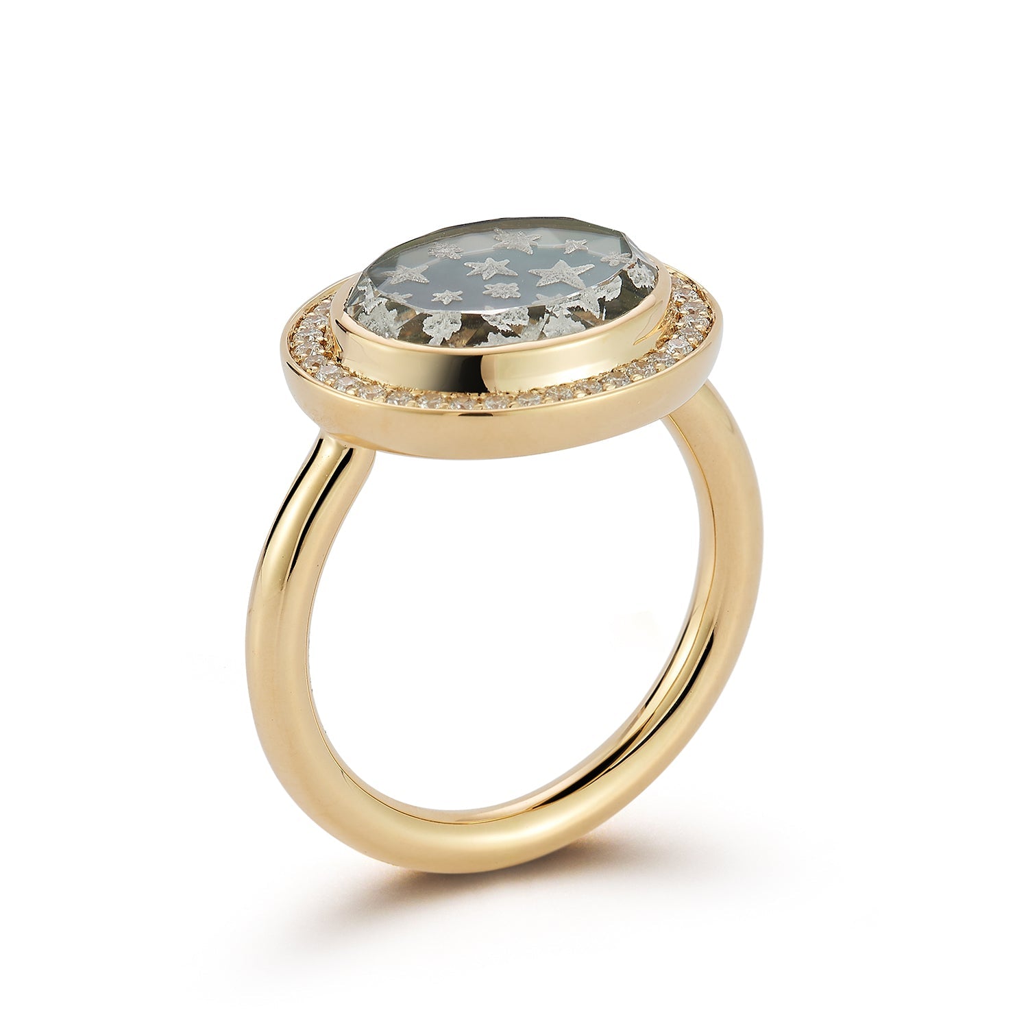 Renna Pavé Star Caspian Ring - Grey Mother-of-Pearl and Diamond