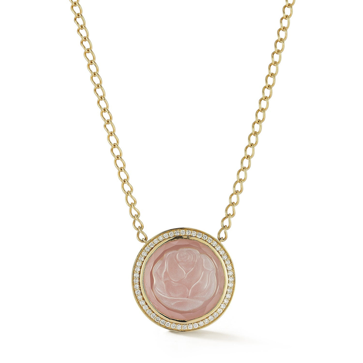 Renna Blossom Caspian Necklace - Pink Opal and Diamond - Queen May