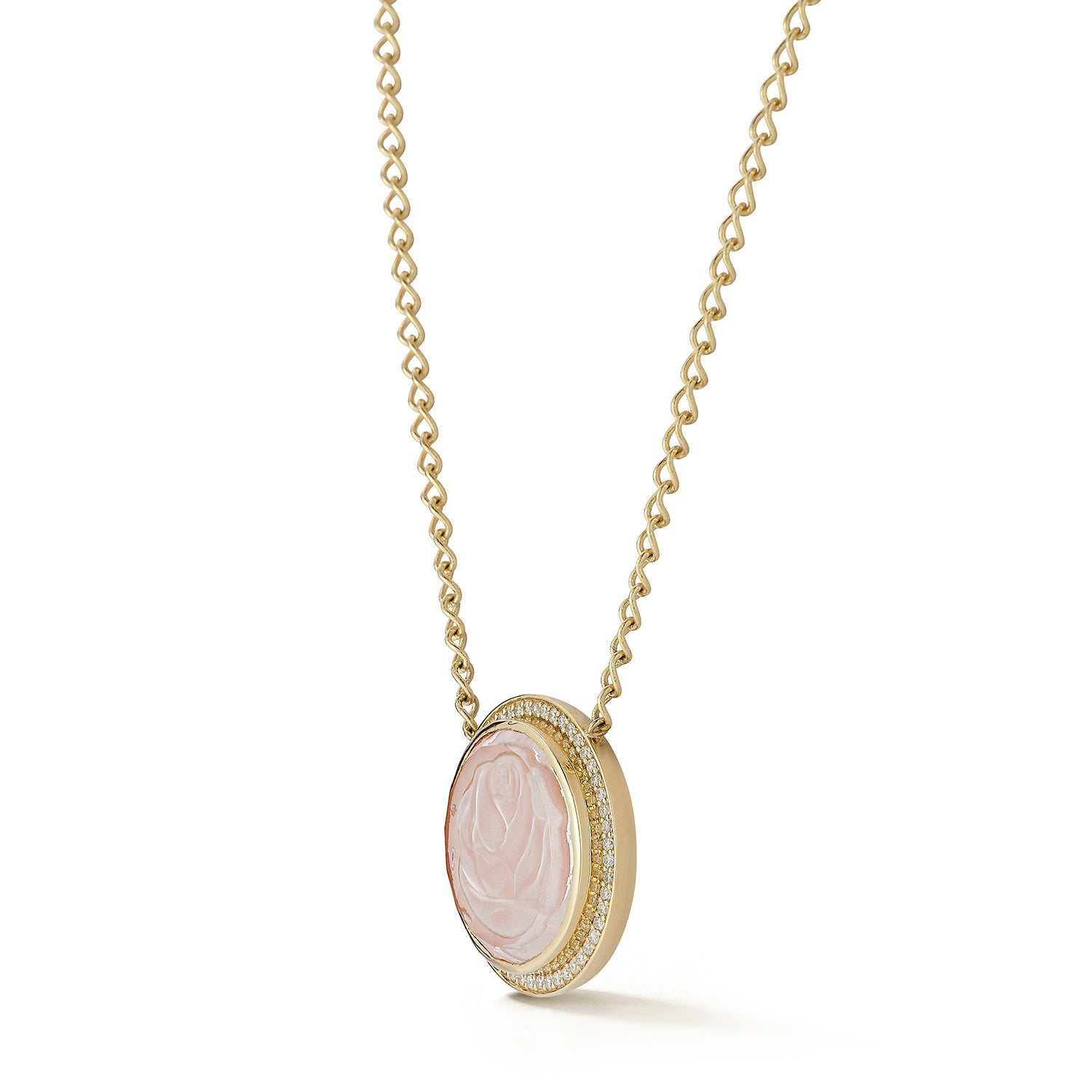 Renna Blossom Caspian Necklace - Pink Opal and Diamond - Queen May
