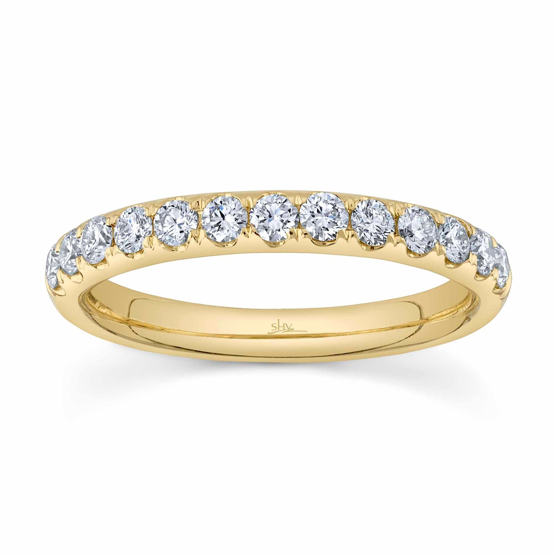 14K Gold 0.55 Carat Round Diamond Halfway Wedding Band - Queen May