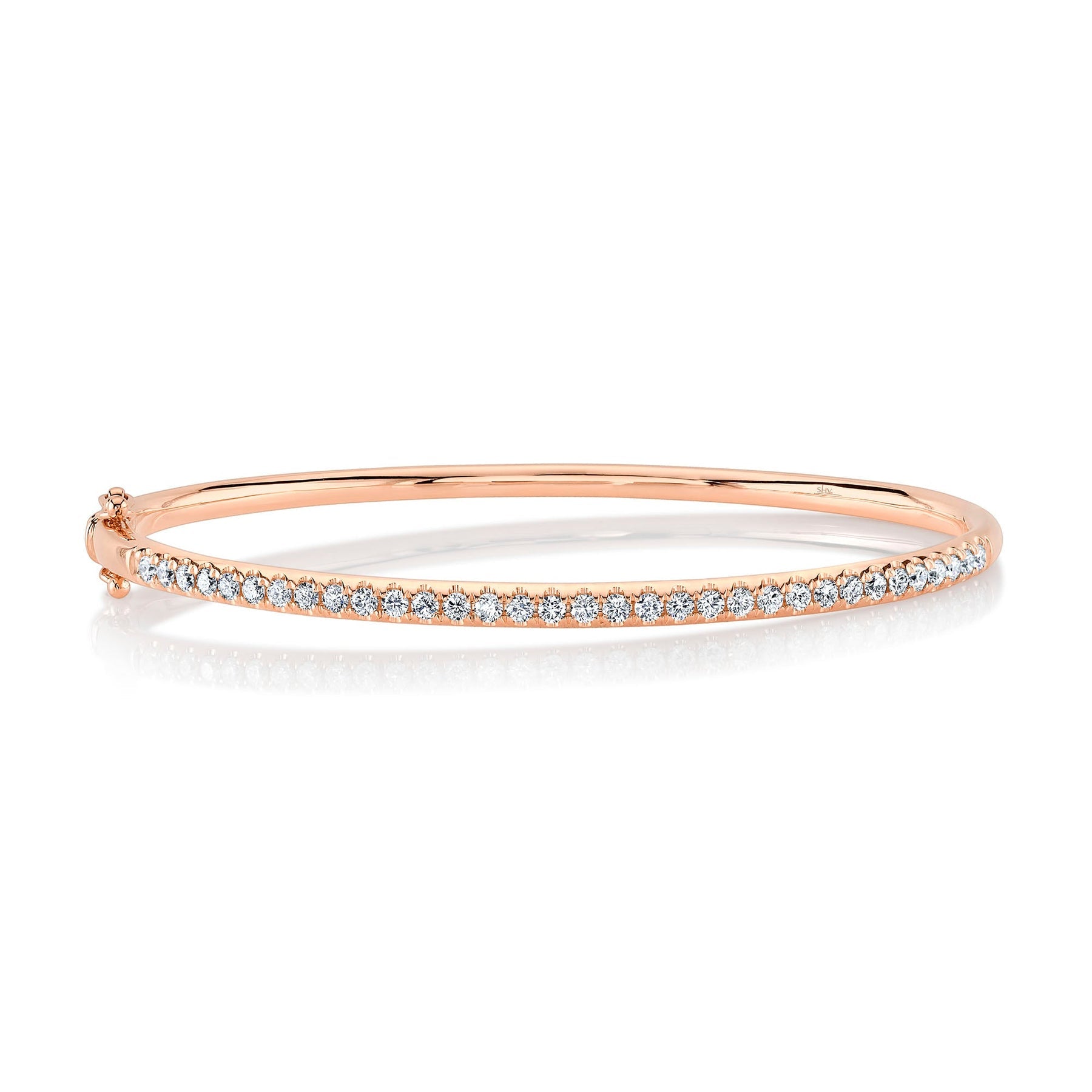 14K Rose Gold 0.88 Carat Round Diamond Bangle - Queen May