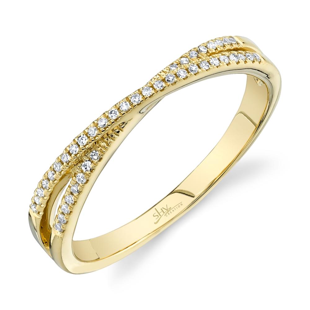 14K White Gold 0.09 Carat Diamond Crossover Band - Queen May