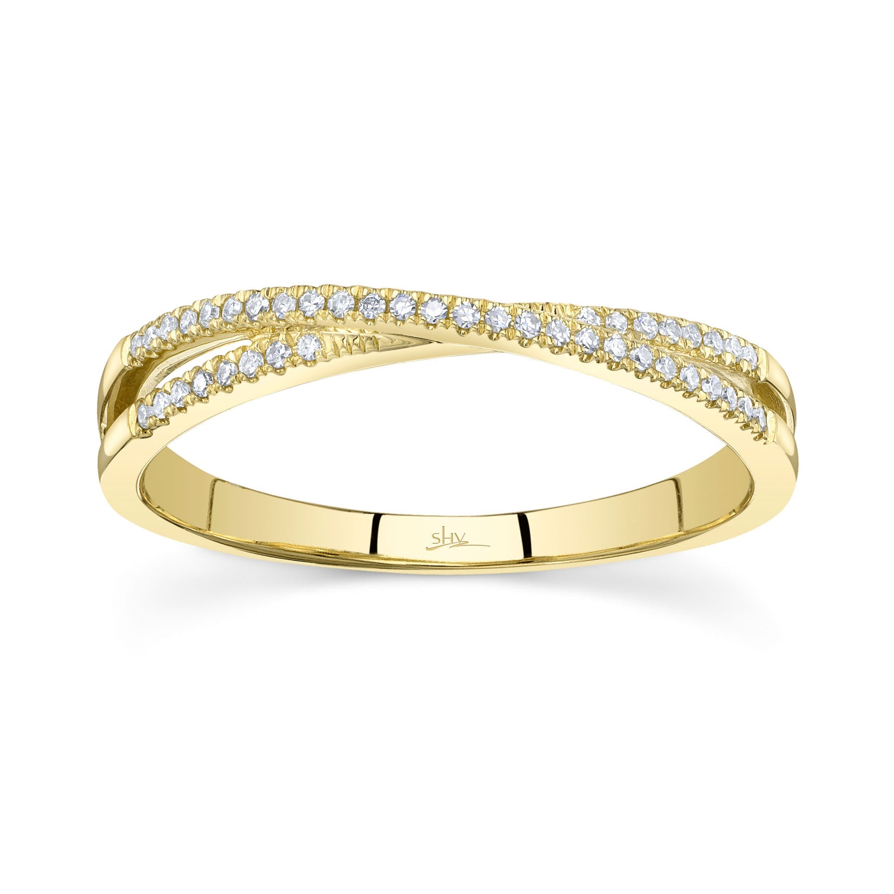 14K White Gold 0.09 Carat Diamond Crossover Band - Queen May