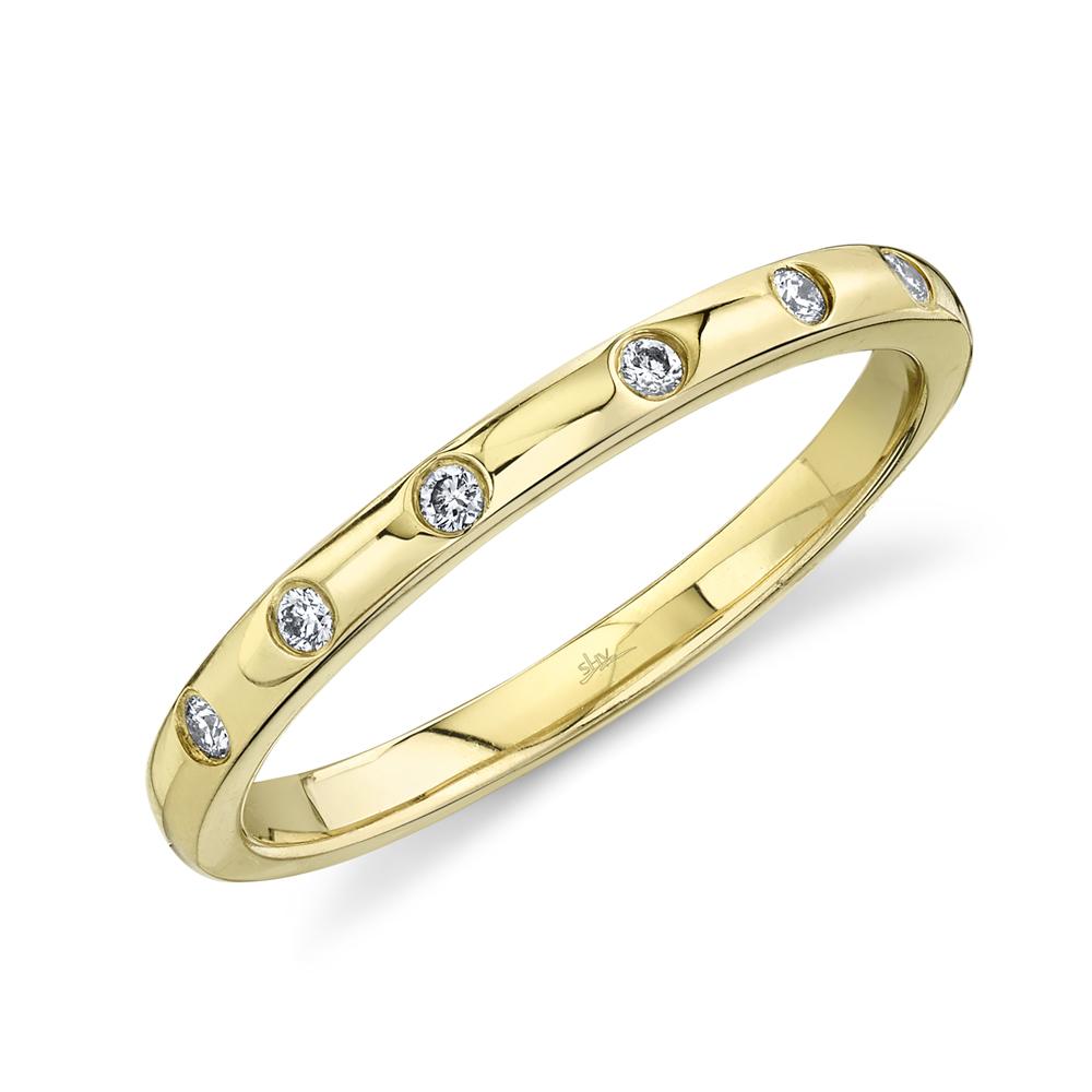 14K Yellow Gold 0.07 Carat Round Diamond Station Band - Queen May