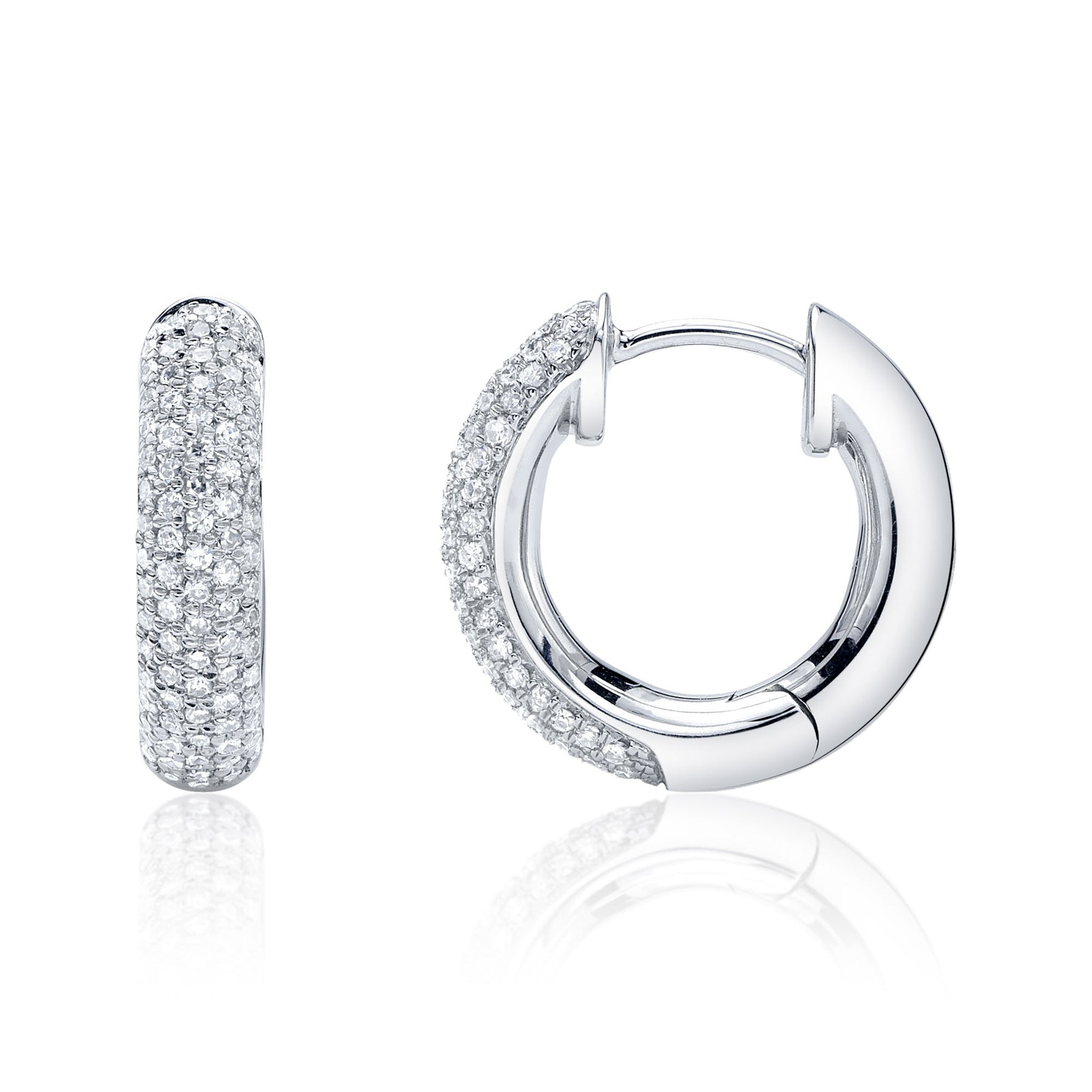 14K Gold 0.40 Carat Diamond Pave Hoop Earrings - Queen May