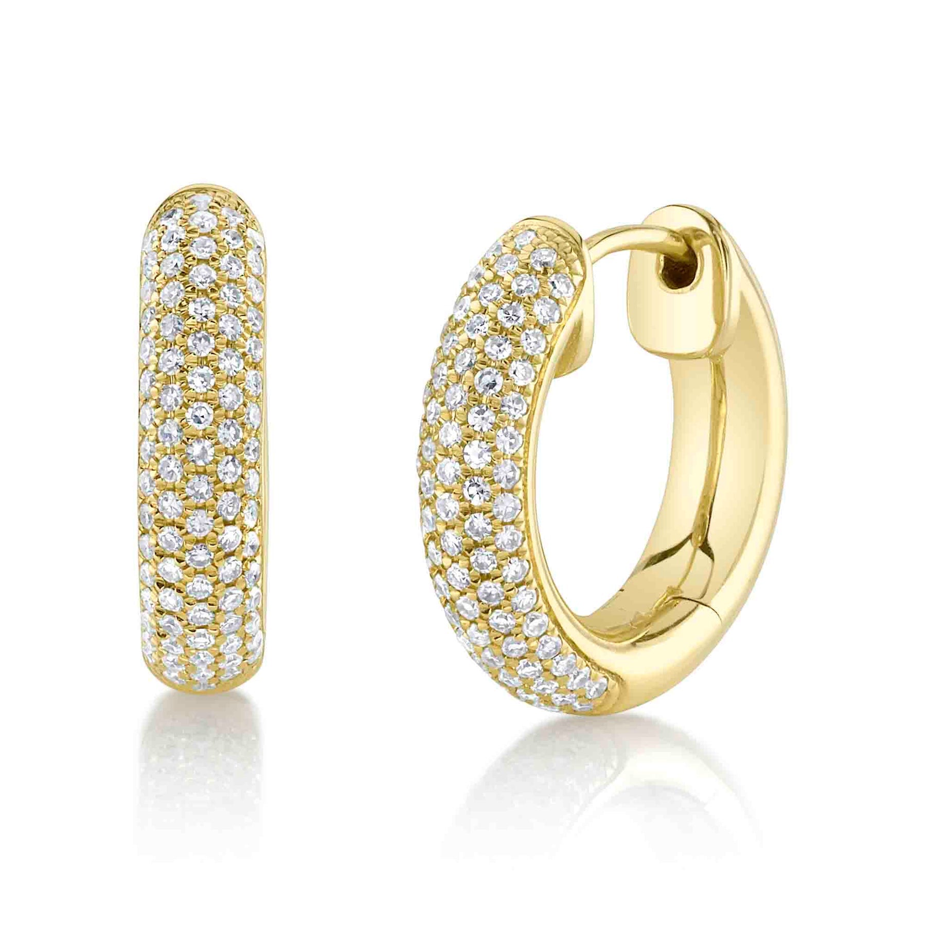 14K Gold 0.40 Carat Diamond Pave Hoop Earrings - Queen May