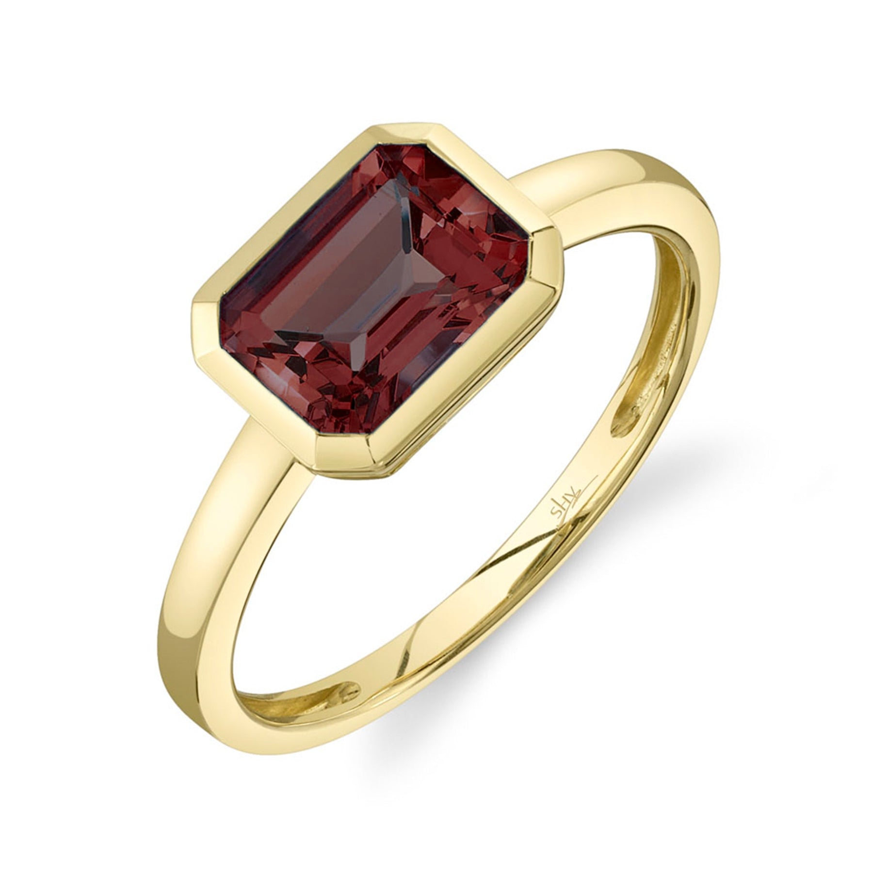 14K Gold 1.88 Carat Garnet Bezel Ring - Queen May