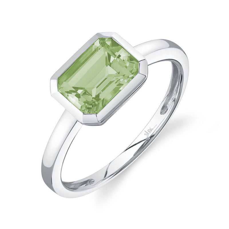 14K Gold 1.88 Carat Peridot Bezel Ring - Queen May