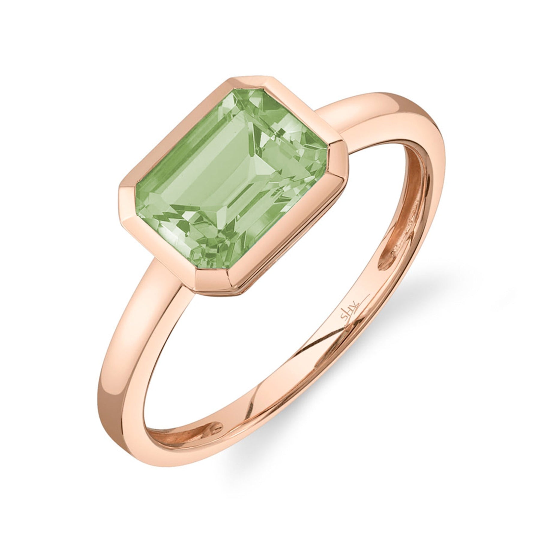 14K Gold 1.88 Carat Peridot Bezel Ring - Queen May