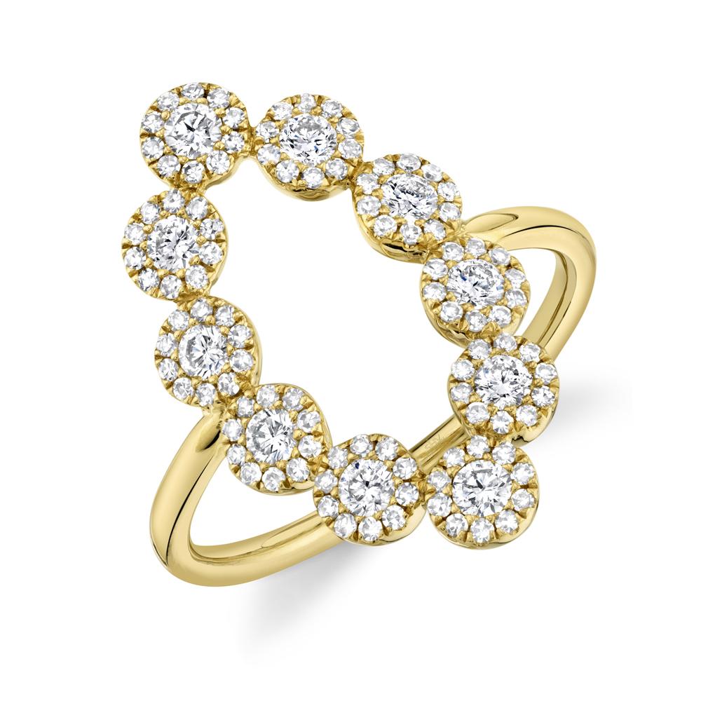14K Gold 0.72 Carat Total Weight Diamond Halo Ring - Queen May