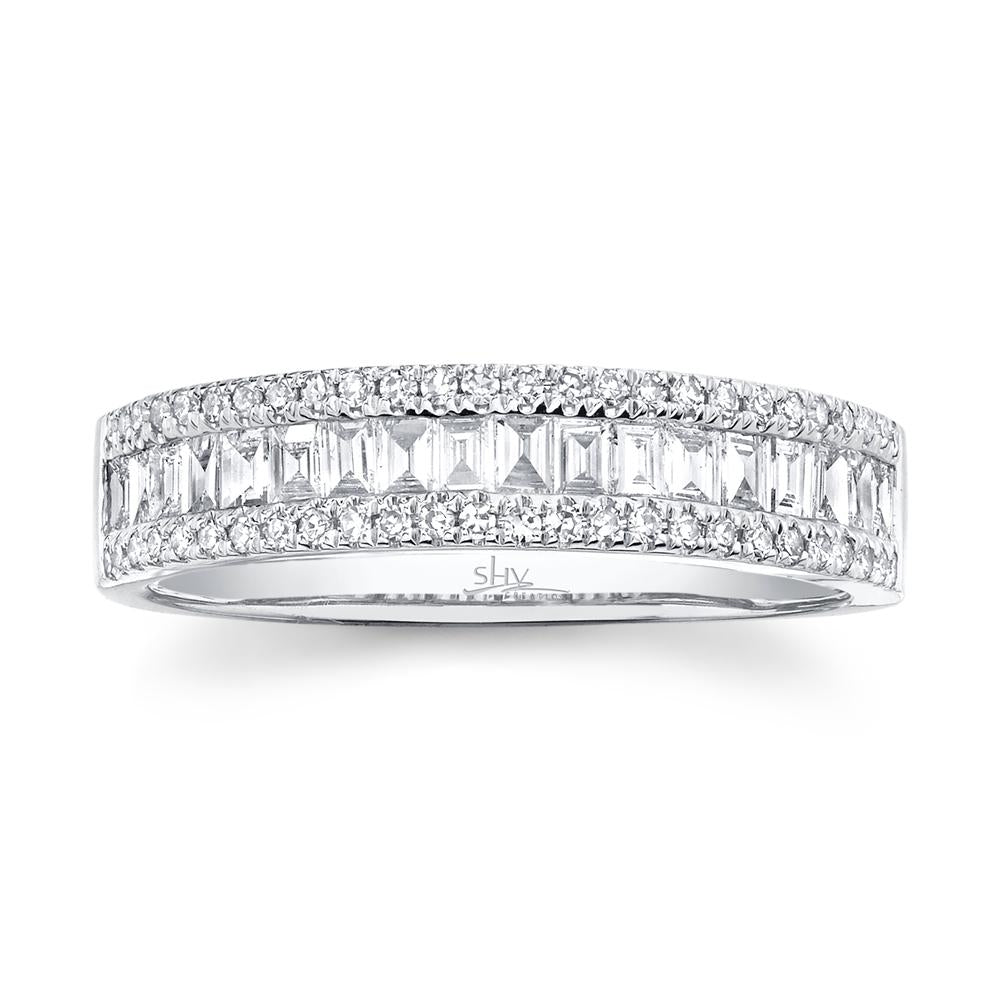 14K Gold 0.55 Carat Baguette Diamond Wedding Band - Queen May