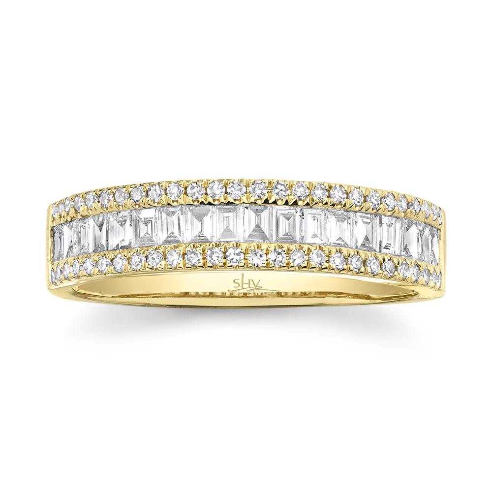 14K Gold 0.55 Carat Baguette Diamond Wedding Band - Queen May