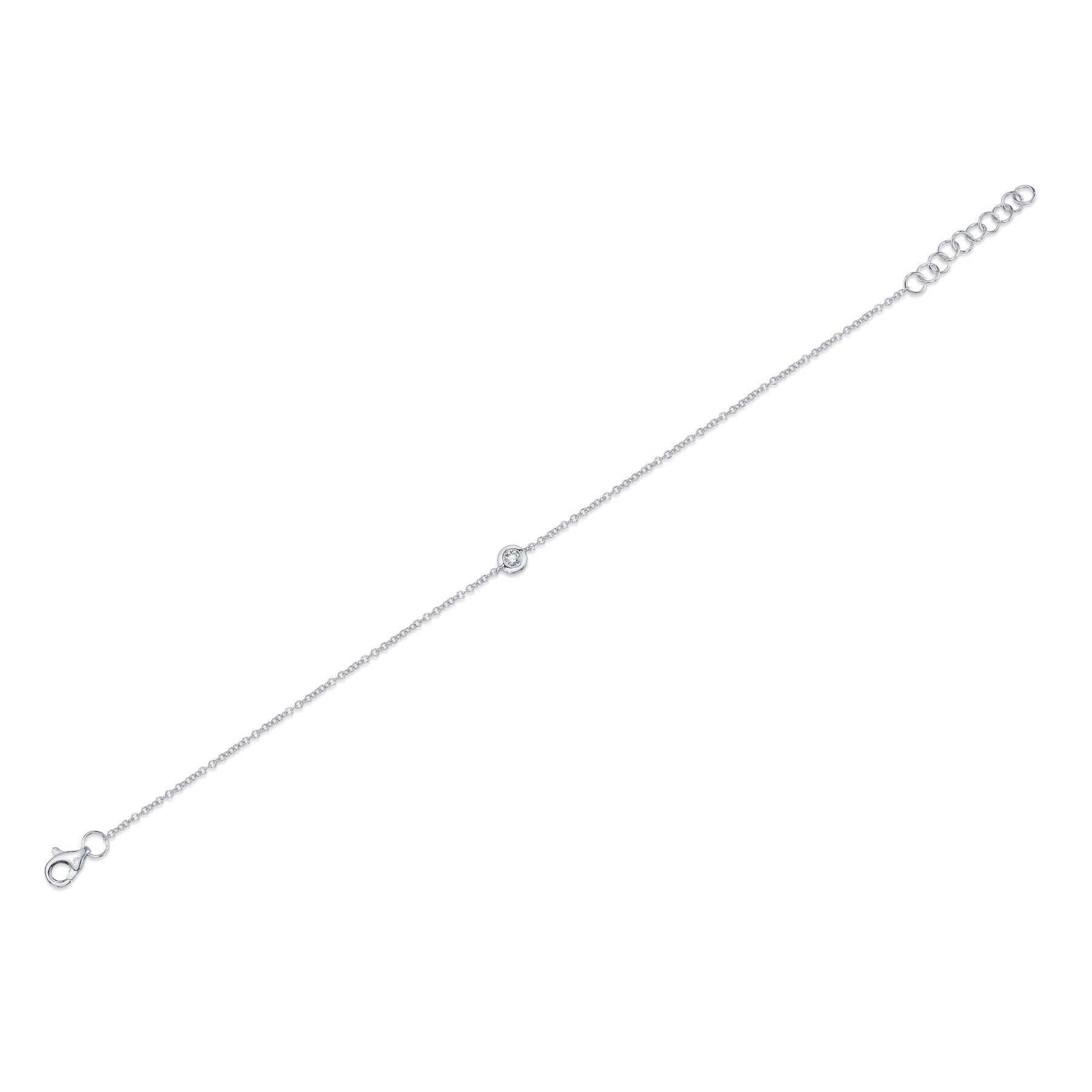 14K Gold .06 Carat Round Diamond Bezel Station Bracelet - Queen May