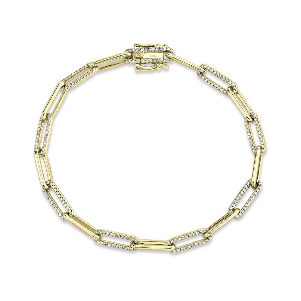 14K Yellow Gold 0.74 Carat Diamond Paper Clip Link Bracelet - Queen May