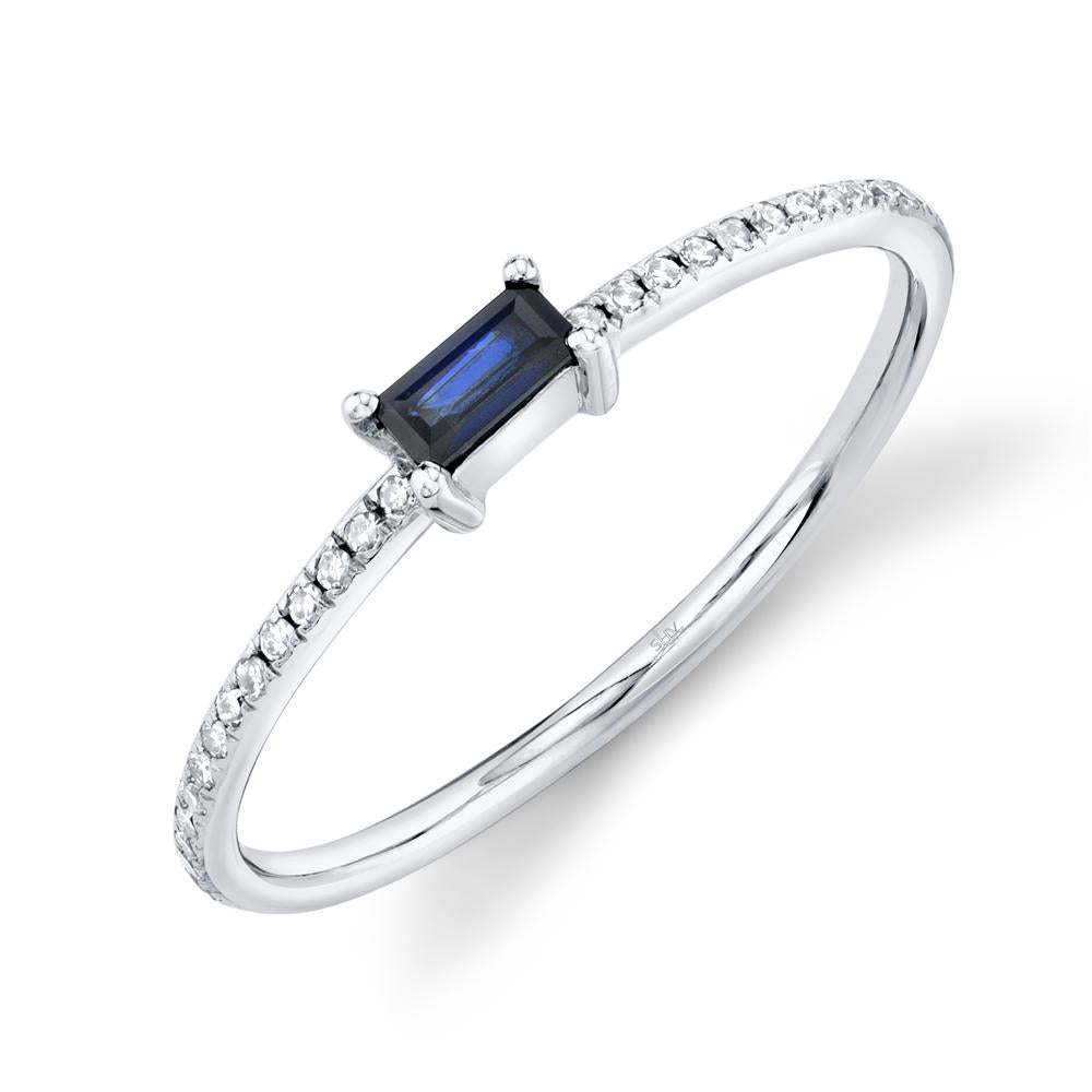 14K White Gold 0.17 Carat Sapphire Diamond Ring - Queen May