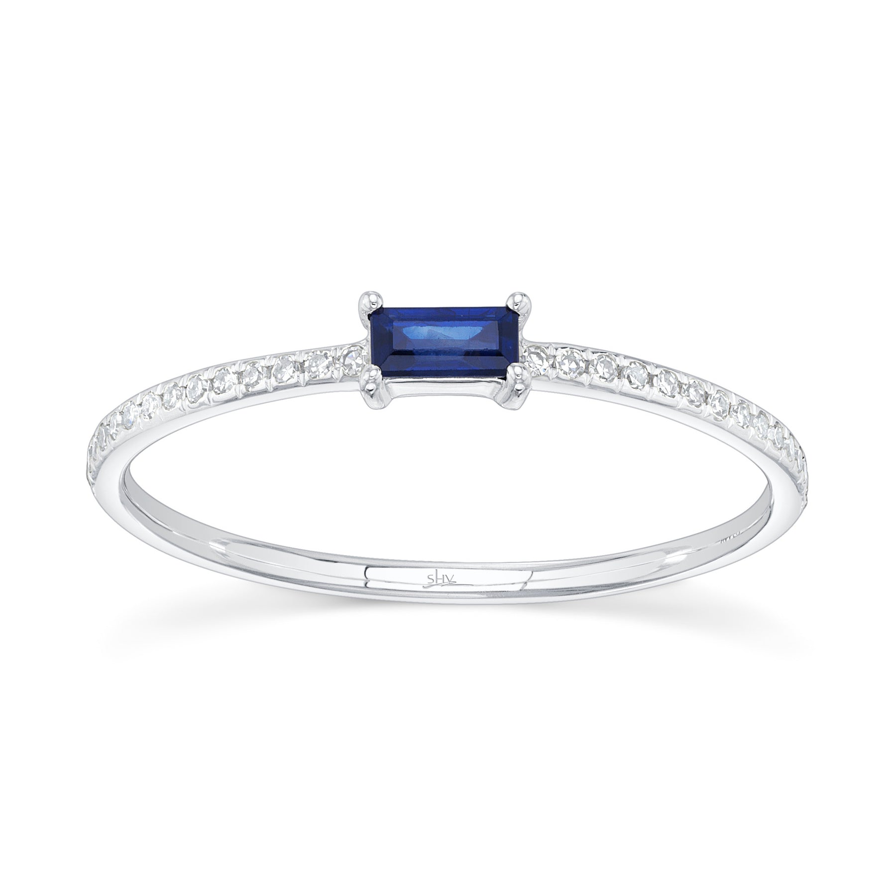 14K White Gold 0.17 Carat Sapphire Diamond Ring - Queen May