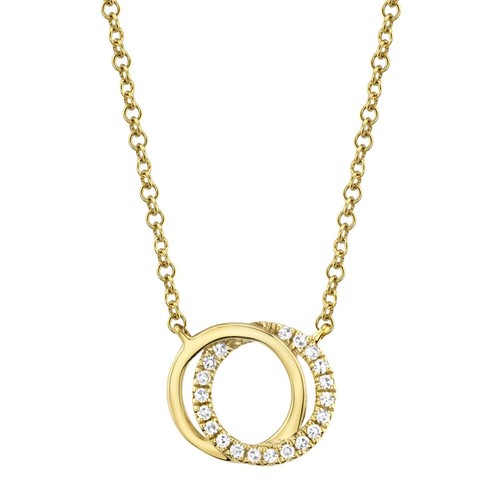 14K Gold Diamond Love Knot Circle Necklace - Queen May