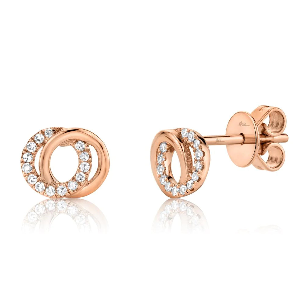 14K White, Yellow, or Rose Gold .09 Carat Total Weight Diamond Love Knot Stud Earrings - Queen May