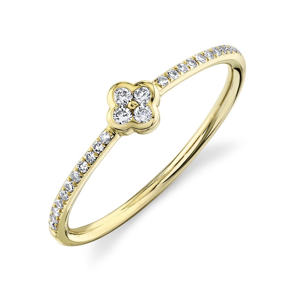14K Yellow Gold 0.13 Carat Diamond Clover Ring - Queen May