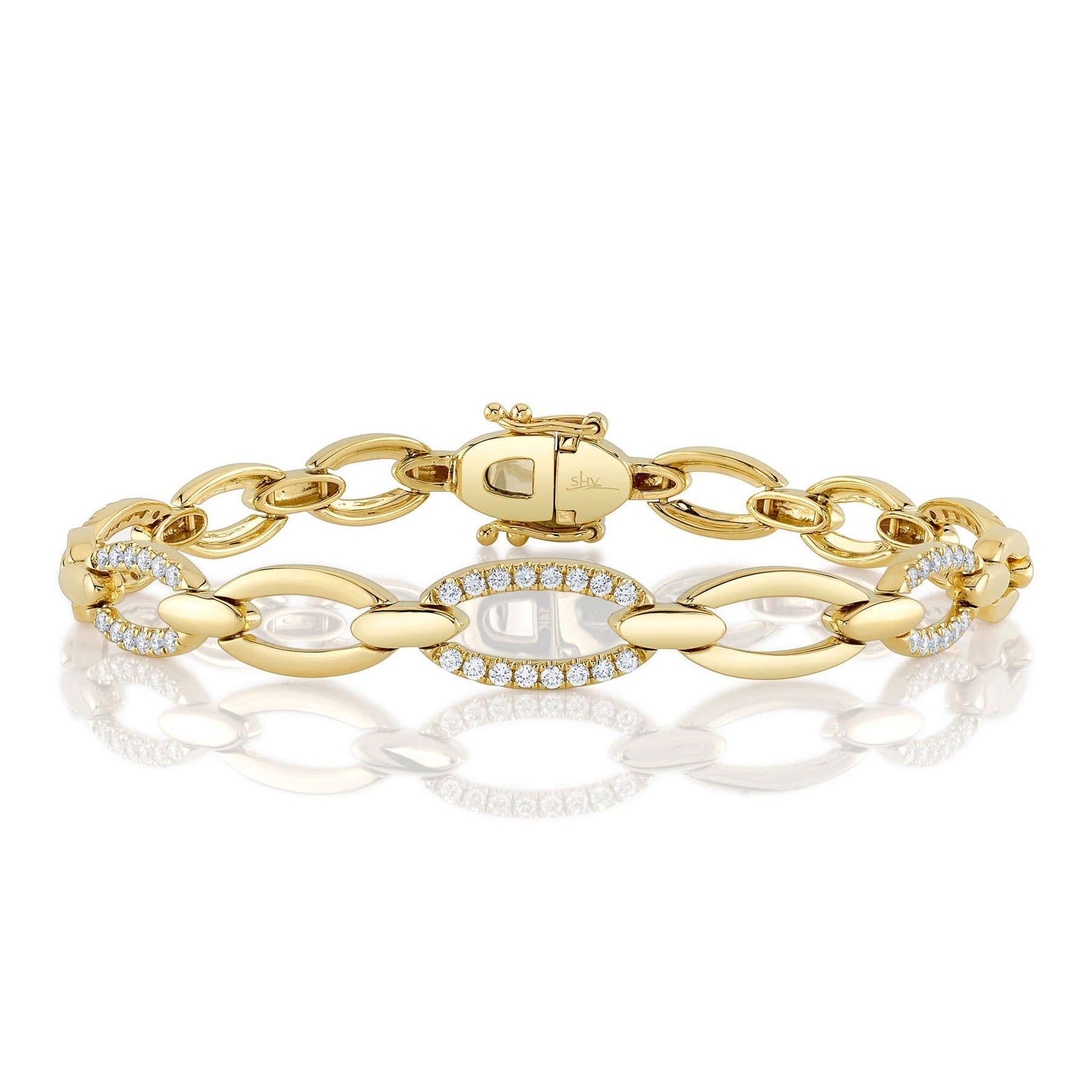 14K Yellow Gold 0.74 Carat Diamond Link Bracelet - Queen May