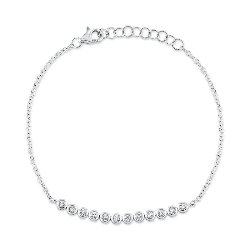 14K White or Yellow Gold 0.26 Carat Total Weight Diamond Bezel Bracelet - Queen May
