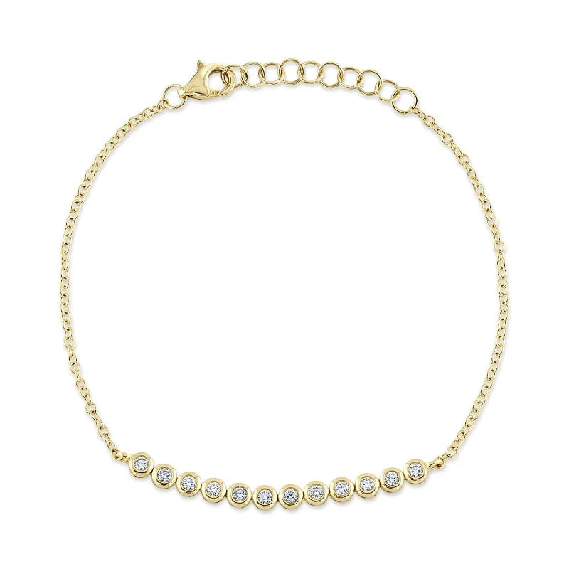 14K White or Yellow Gold 0.26 Carat Total Weight Diamond Bezel Bracelet - Queen May