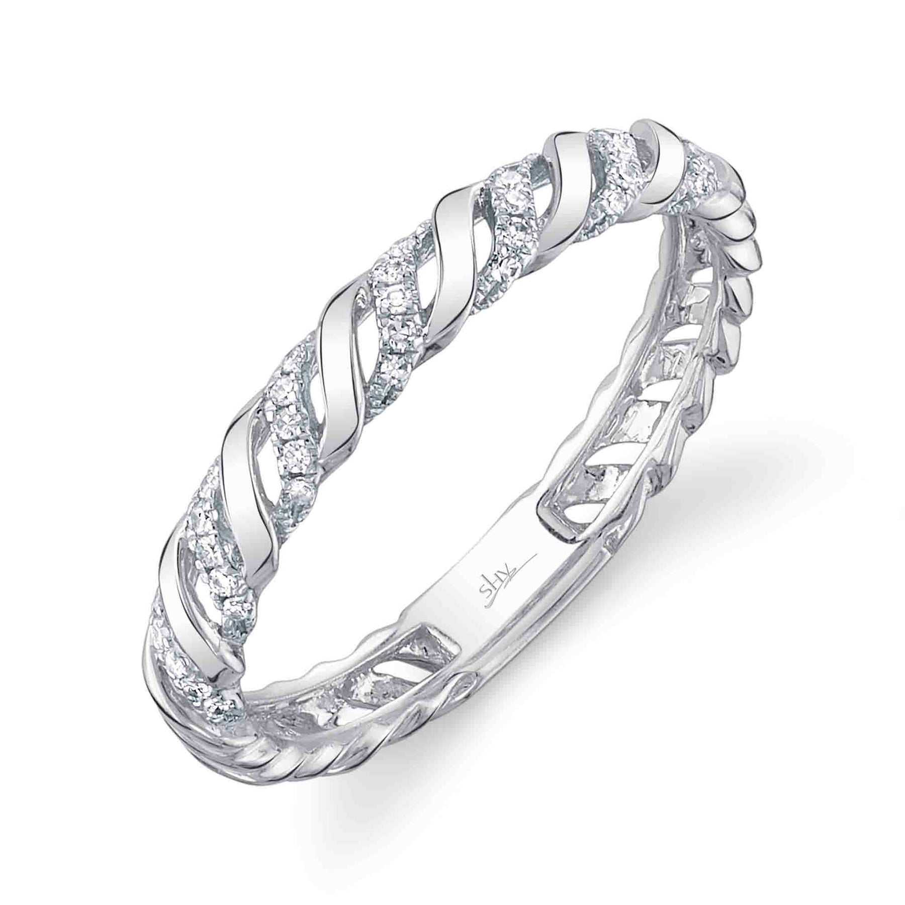 14K Gold 0.09 Carat Diamond Twist Wedding Band - Queen May