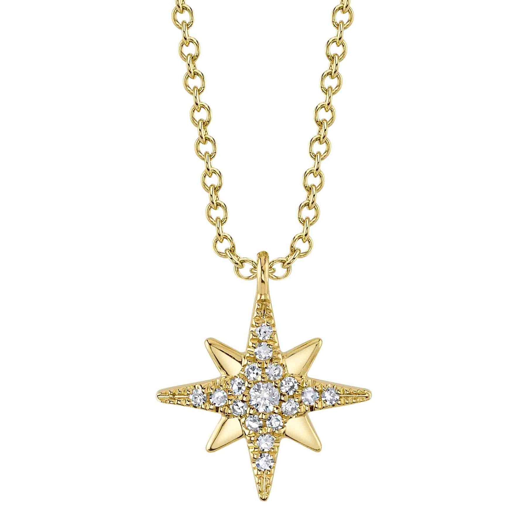 14K Gold Diamond North Star Pendant Necklace - Queen May